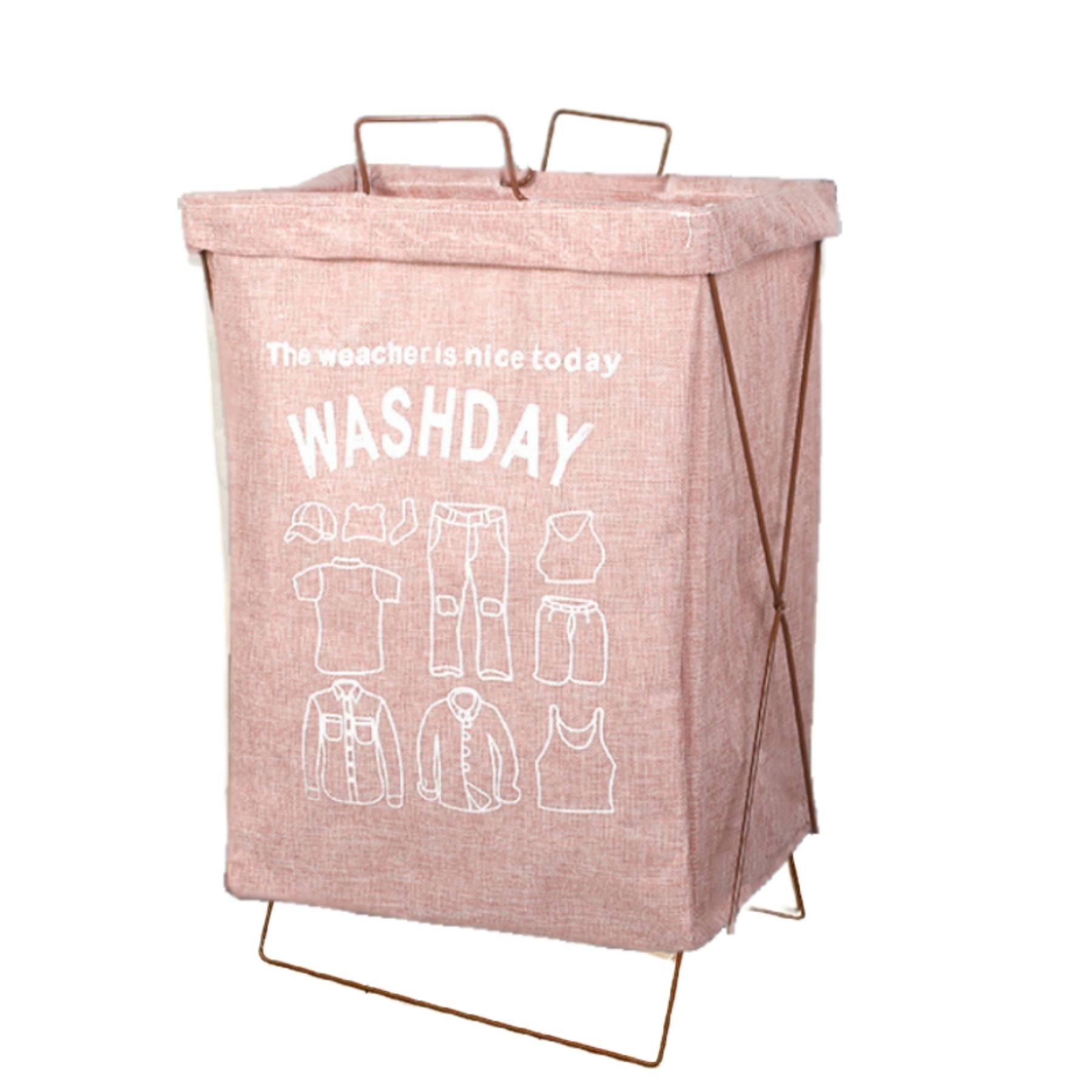 Rectangular Thickened Iron Frame Floor Standing Laundry Basket 5