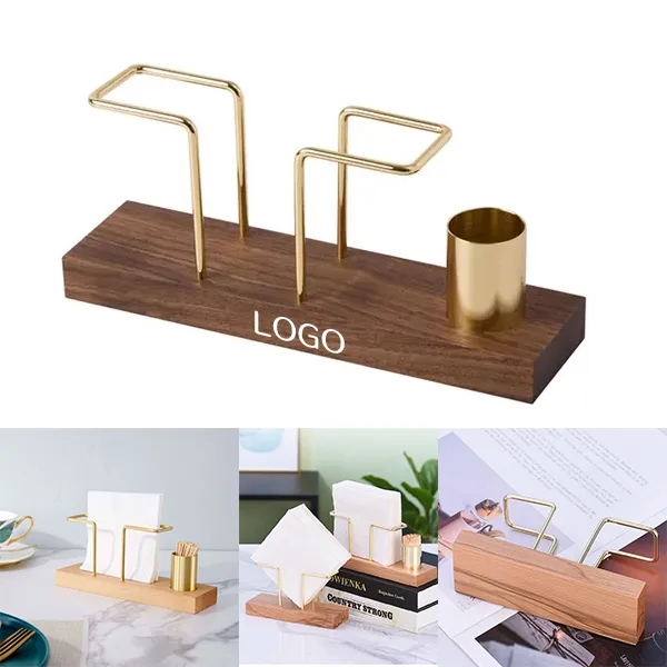 Wooden Vertical Napkin Holder with Toothpick Dispenser Combo 4