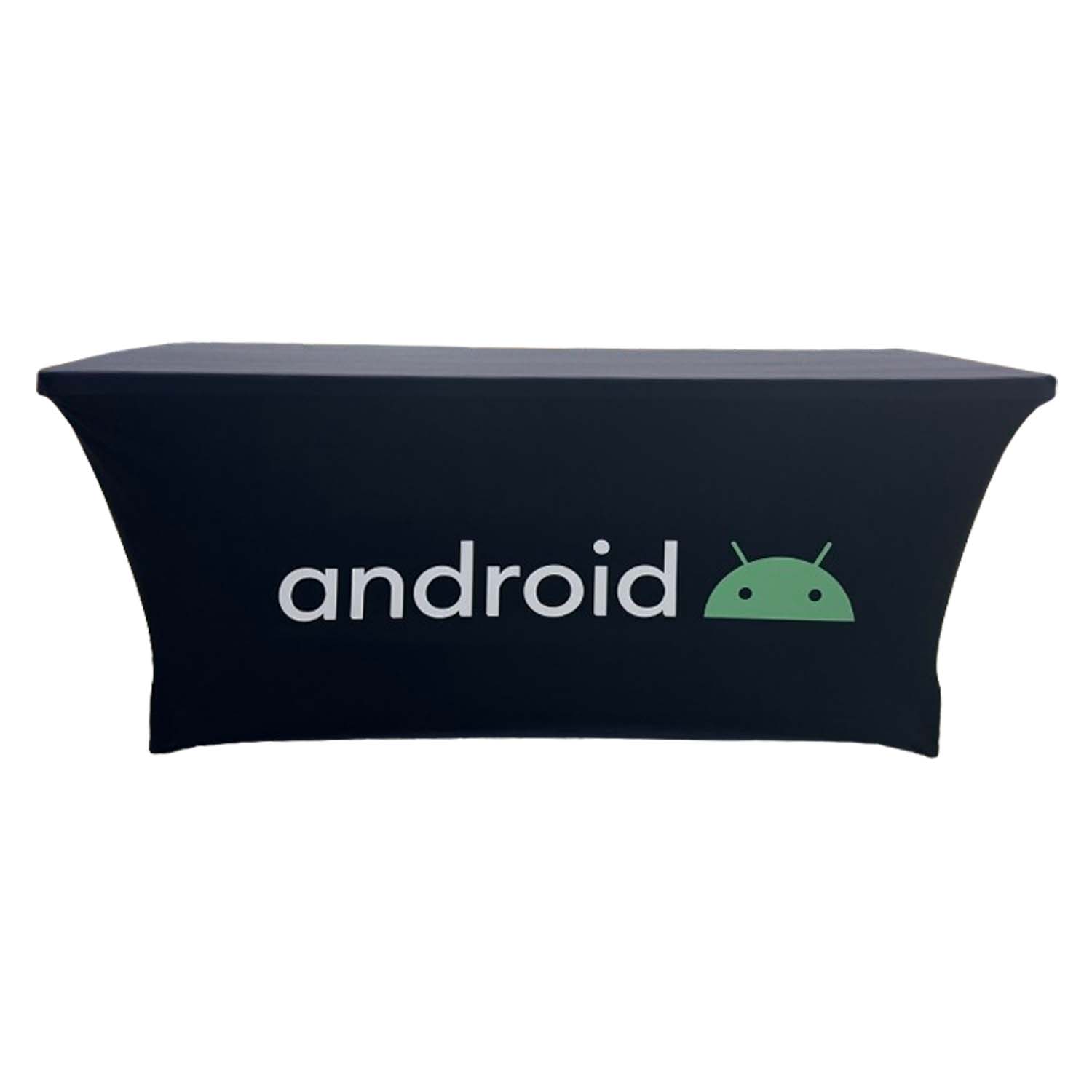 48 Hr Quick Ship - Sublimated Stretch Curved Fit Table Throw for 6ft table, 3 sided, Open Back 2