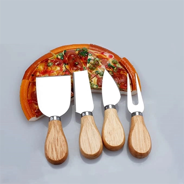 4 Pieces Set Cheese Knives with Bamboo Wood Handle 9