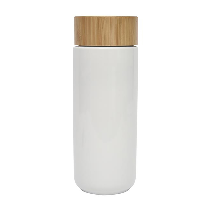 Imari 10oz Double Wall Ceramic Mug With Bamboo Lid 17