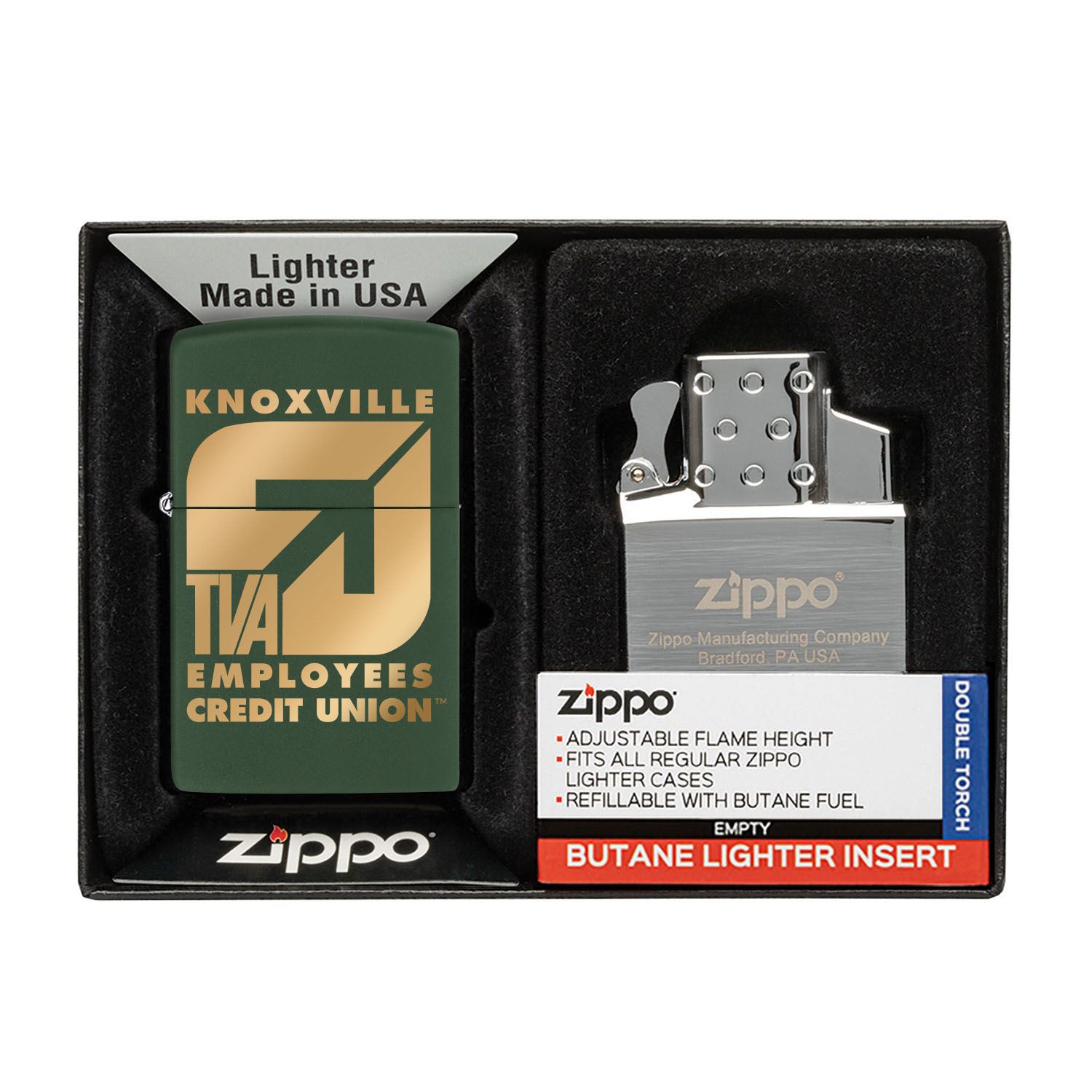 Matte Zippo® Lighter & Double Butane Insert Gift Set 15