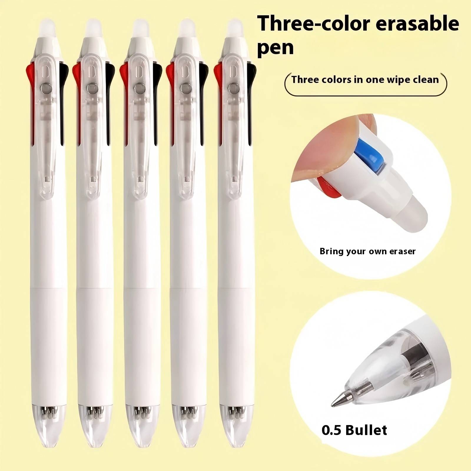 Retractable 3-Color Erasable Gel Pen W/ 0.5mm Fine Tip 5