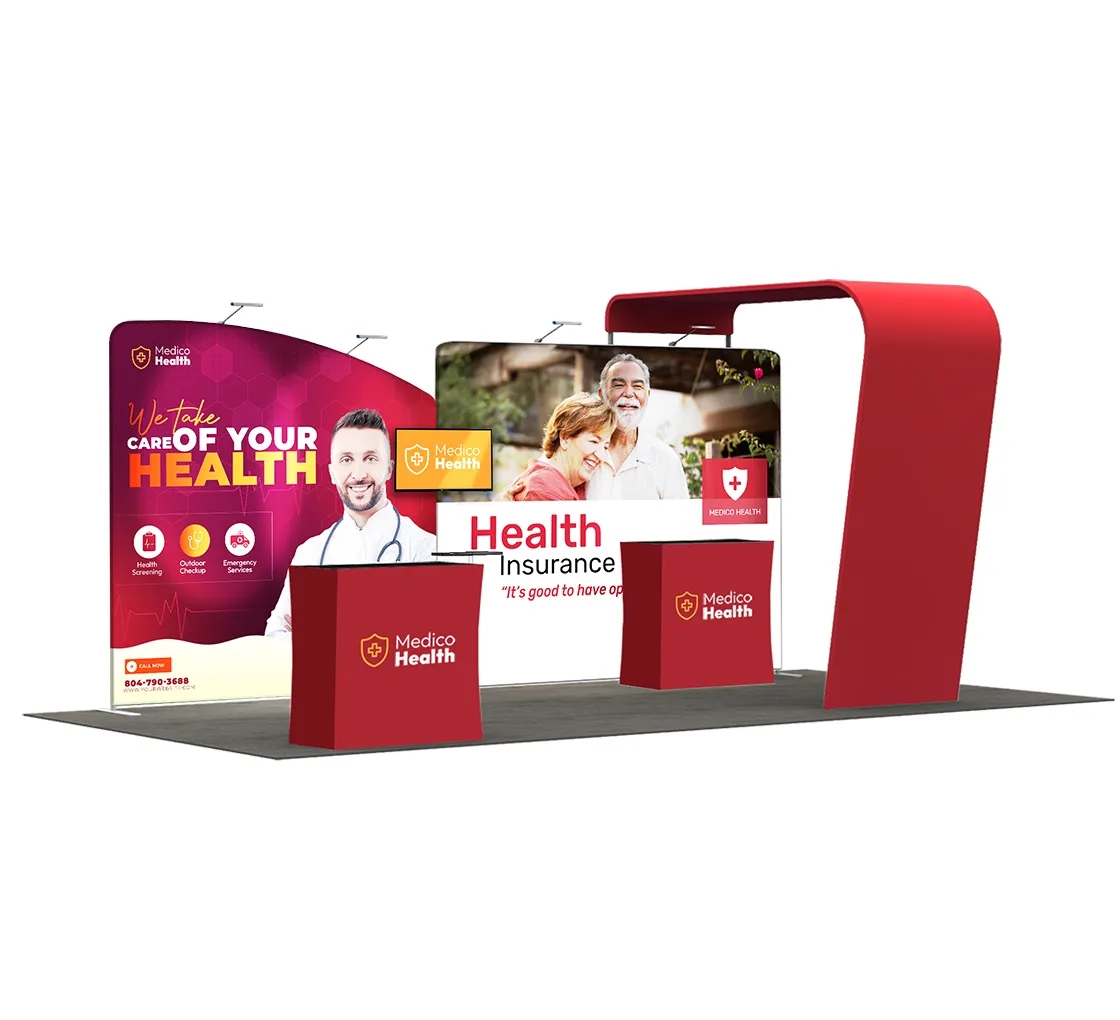 20ft Inline Trade Show Booth - Full Graphic Wall Setup 5