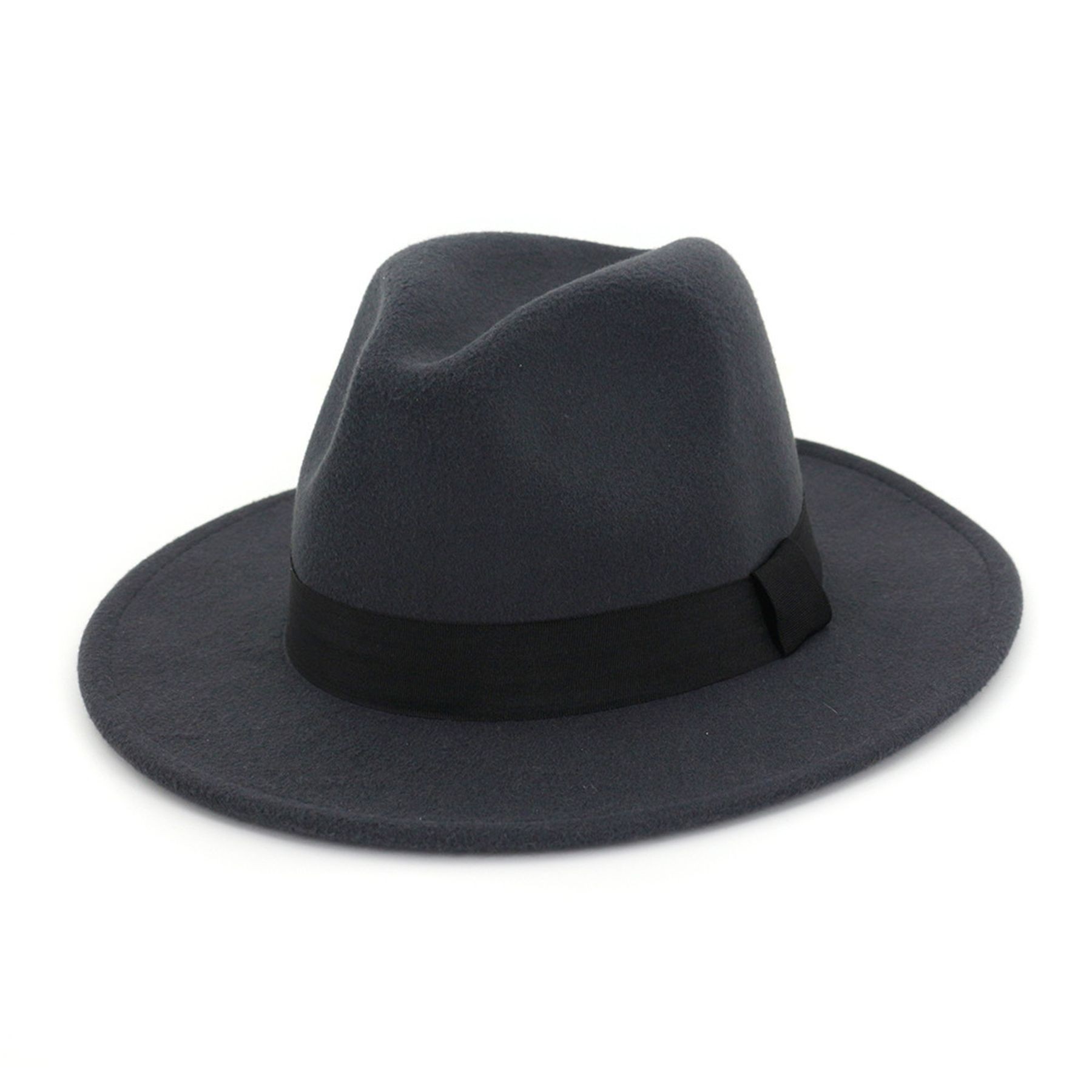 Classic Wide Brim Wool Felt Panama Fedora Hat Jaze Cap 14
