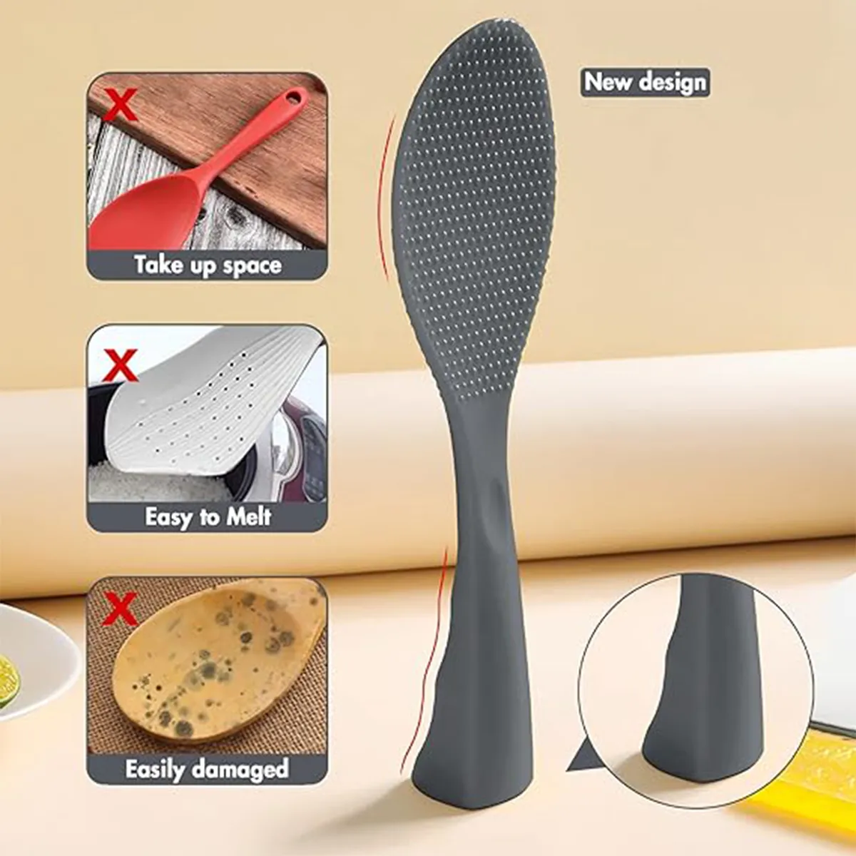 Silicone Standing Non Stick Heat Resistant Rice Paddle 7