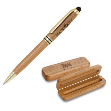 Eco-Friendly Bamboo Pen Set (Gold/Black Trim Pen) 2