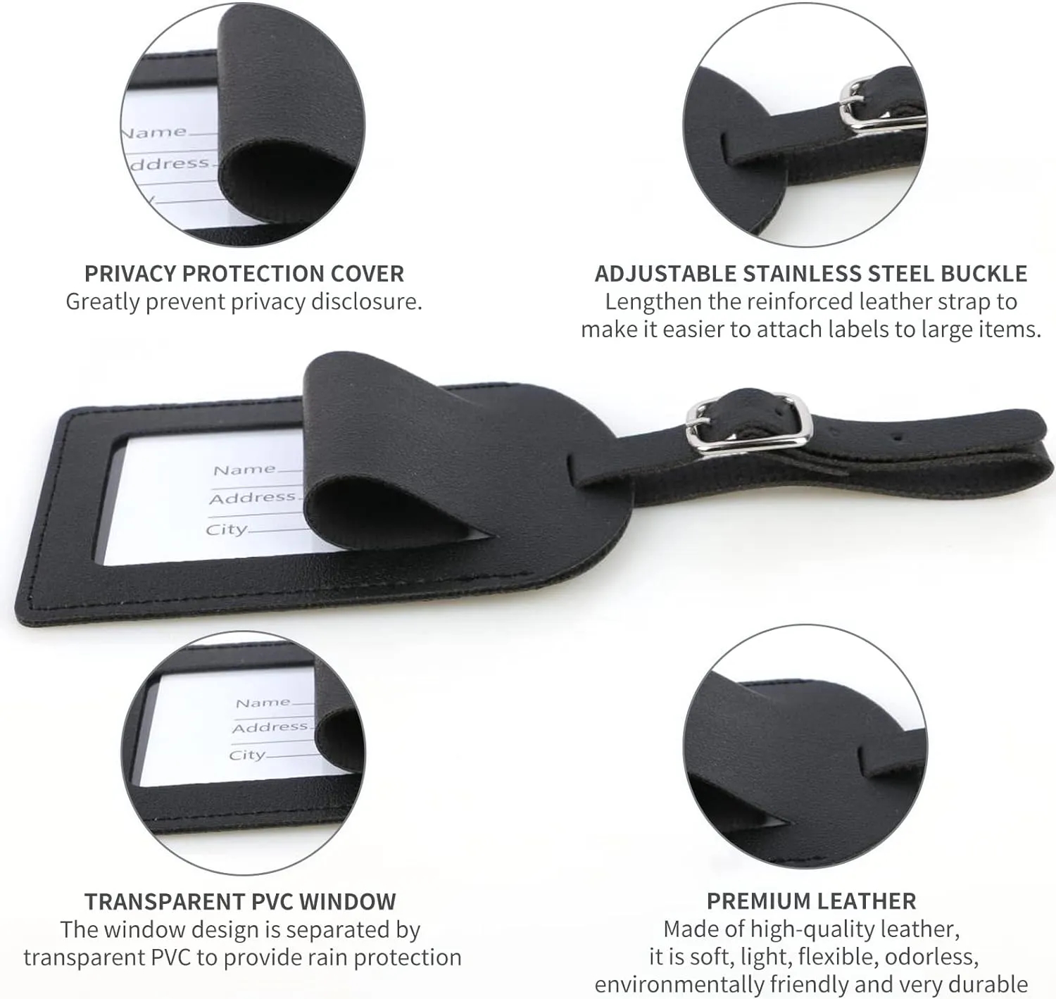 PU Leather Privacy Protection Luggage ID Label Tag 9