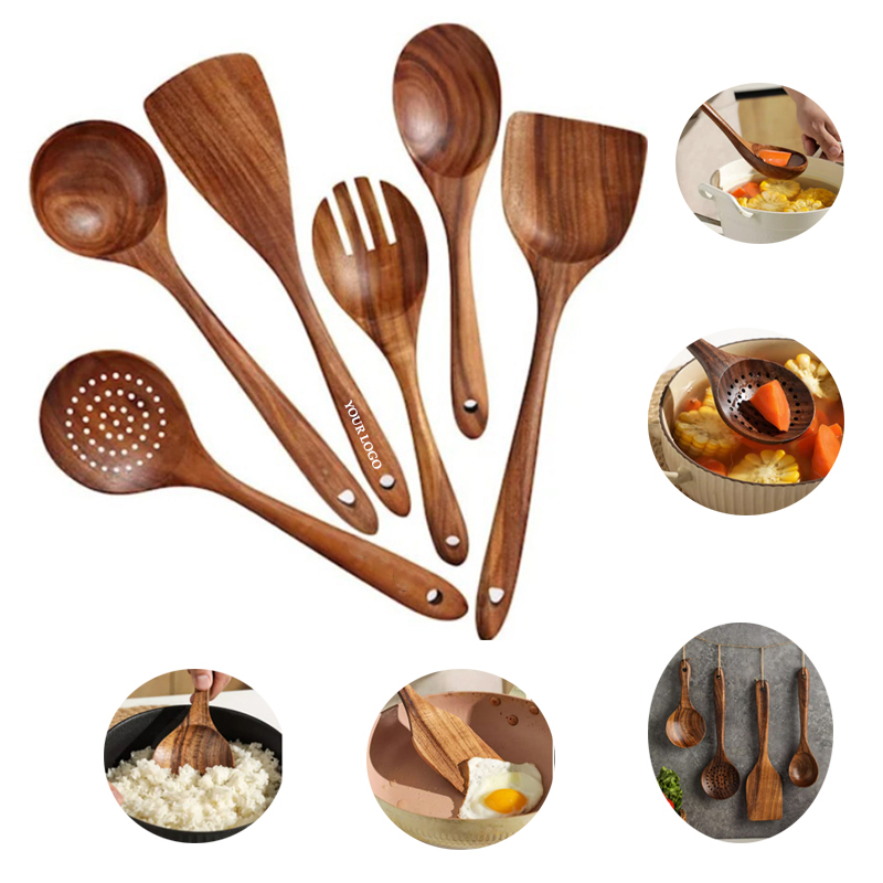 Premium Wooden Kitchen Cooking Spoon Spatula Set 3
