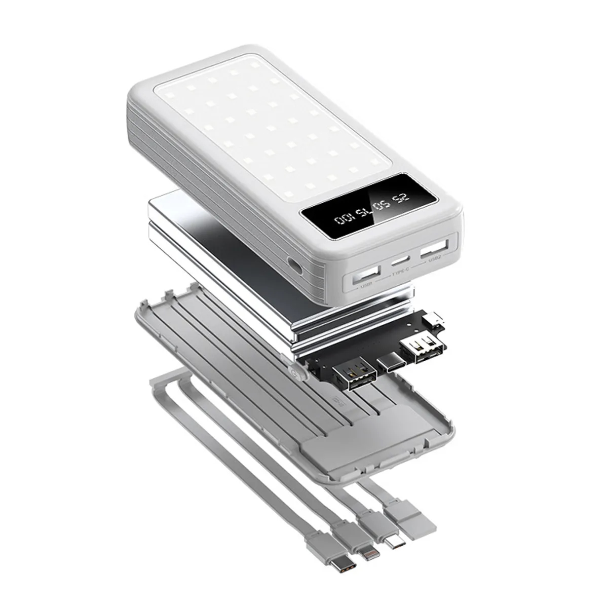 Multi-Function Power Bank With LED Light & Cables 7