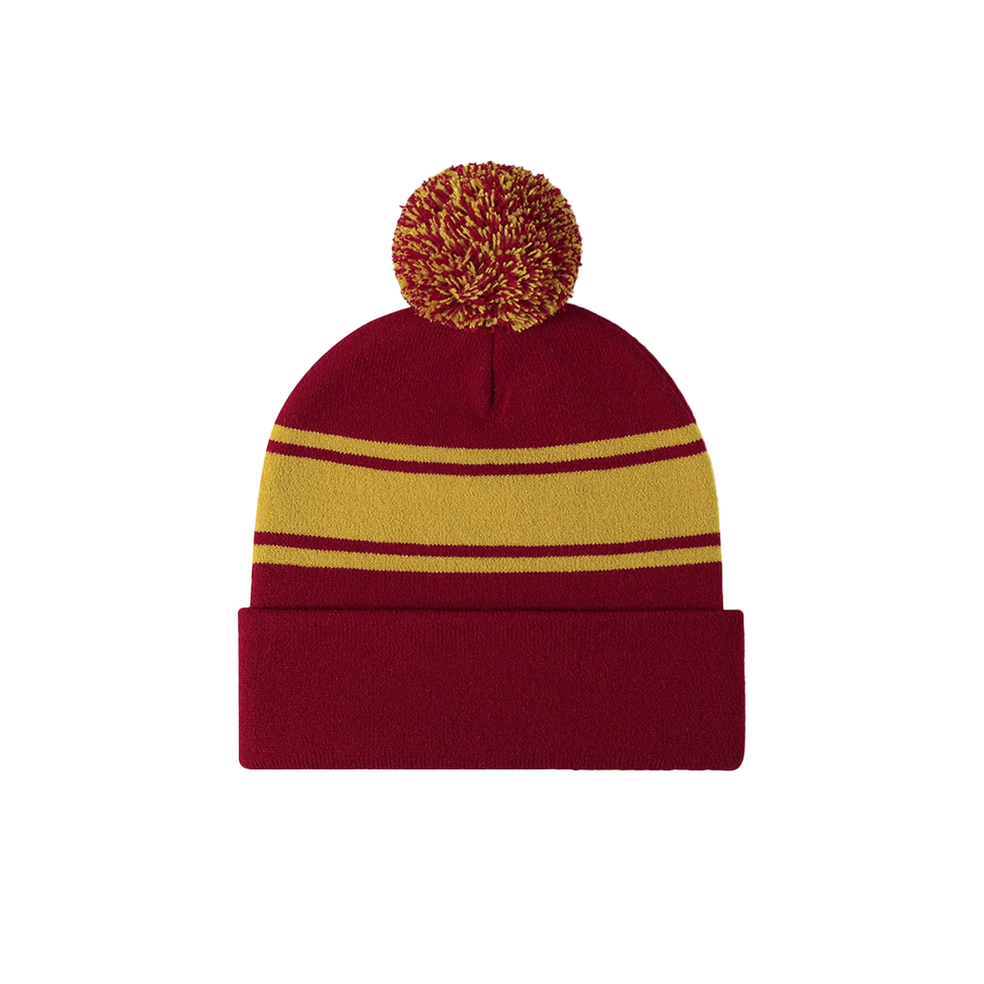 Two-tone Knit Pom Beanie With Cuff 3