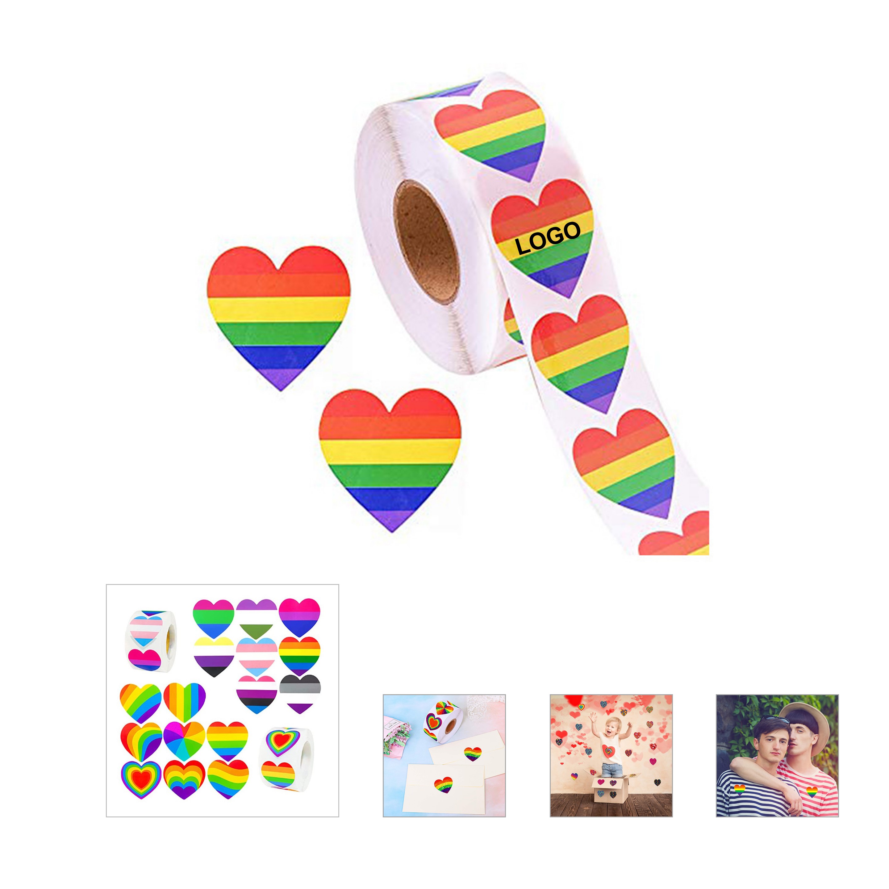 Pride Heart Shape Sticker 1 Roll 2