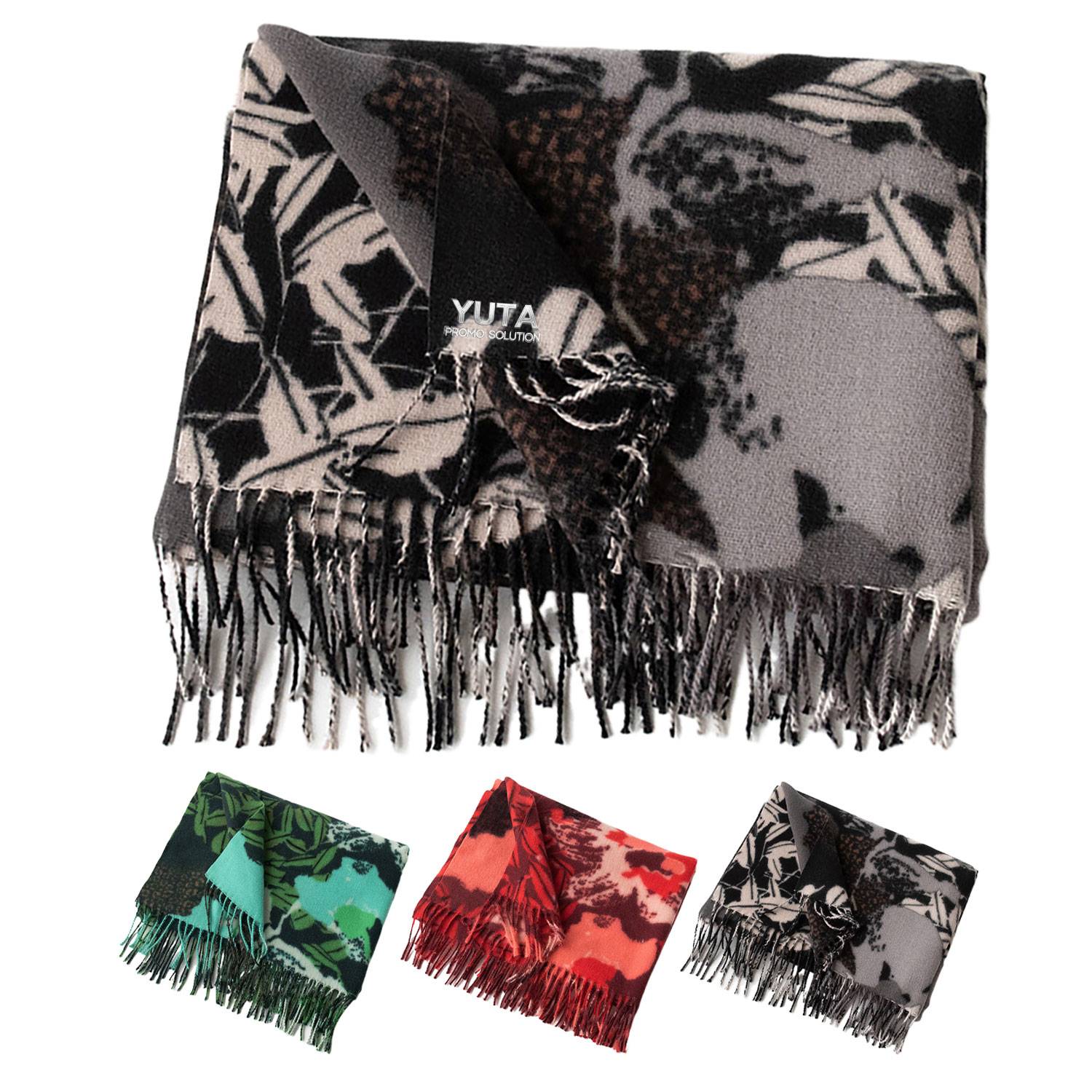 Women's Thickened Polyester Tie-Dye Scarf w/ Tassels 14