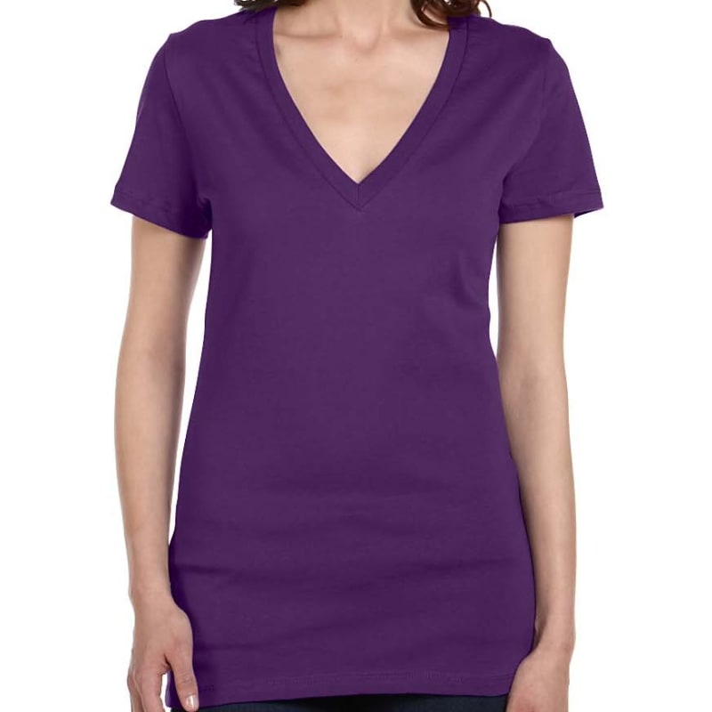 Bella Ladies Jersey Short-Sleeve Deep V-Neck T-Shirt 10