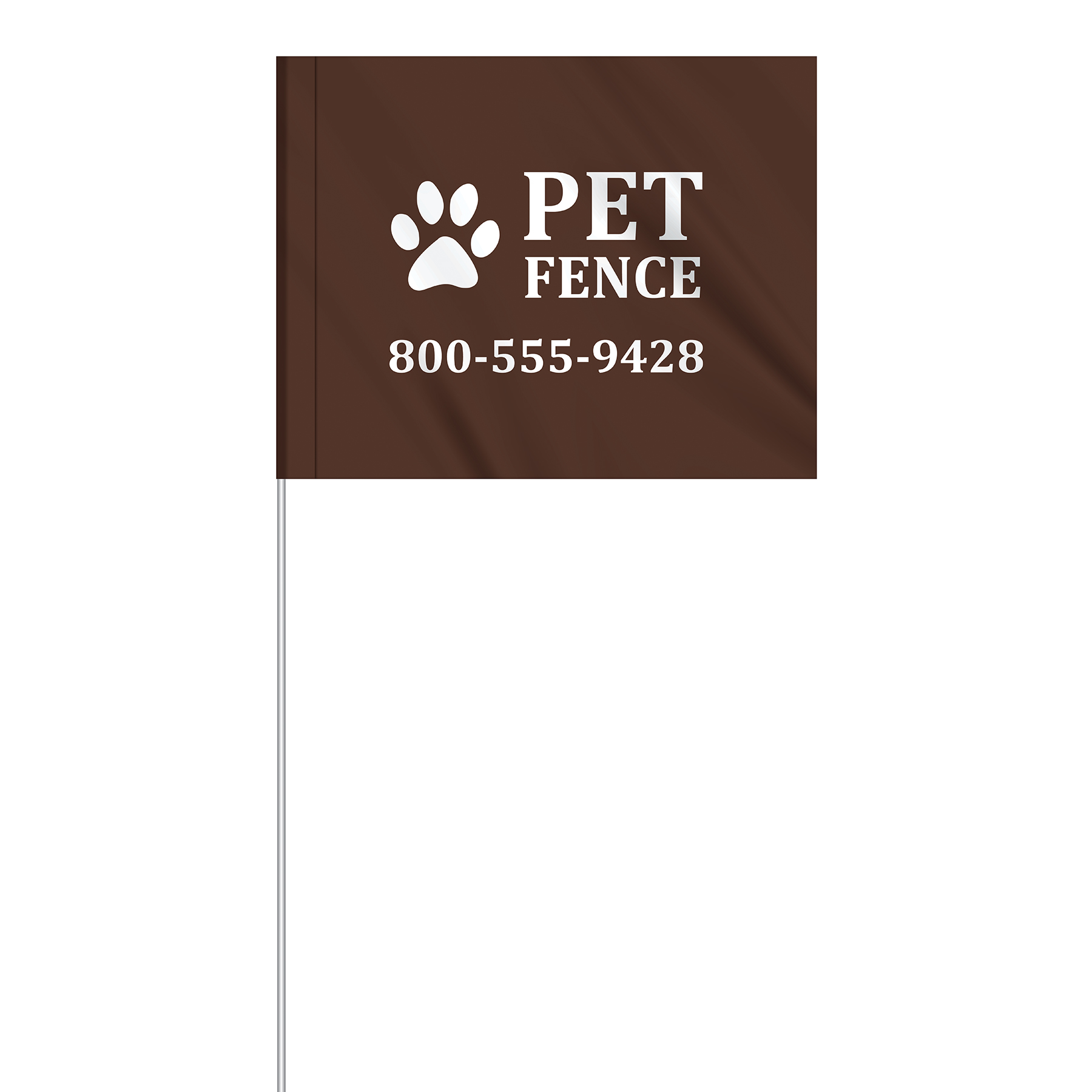1-Color 4" x 5" Custom Vinyl Marking Flag w/ 18" Plastic Staff 22