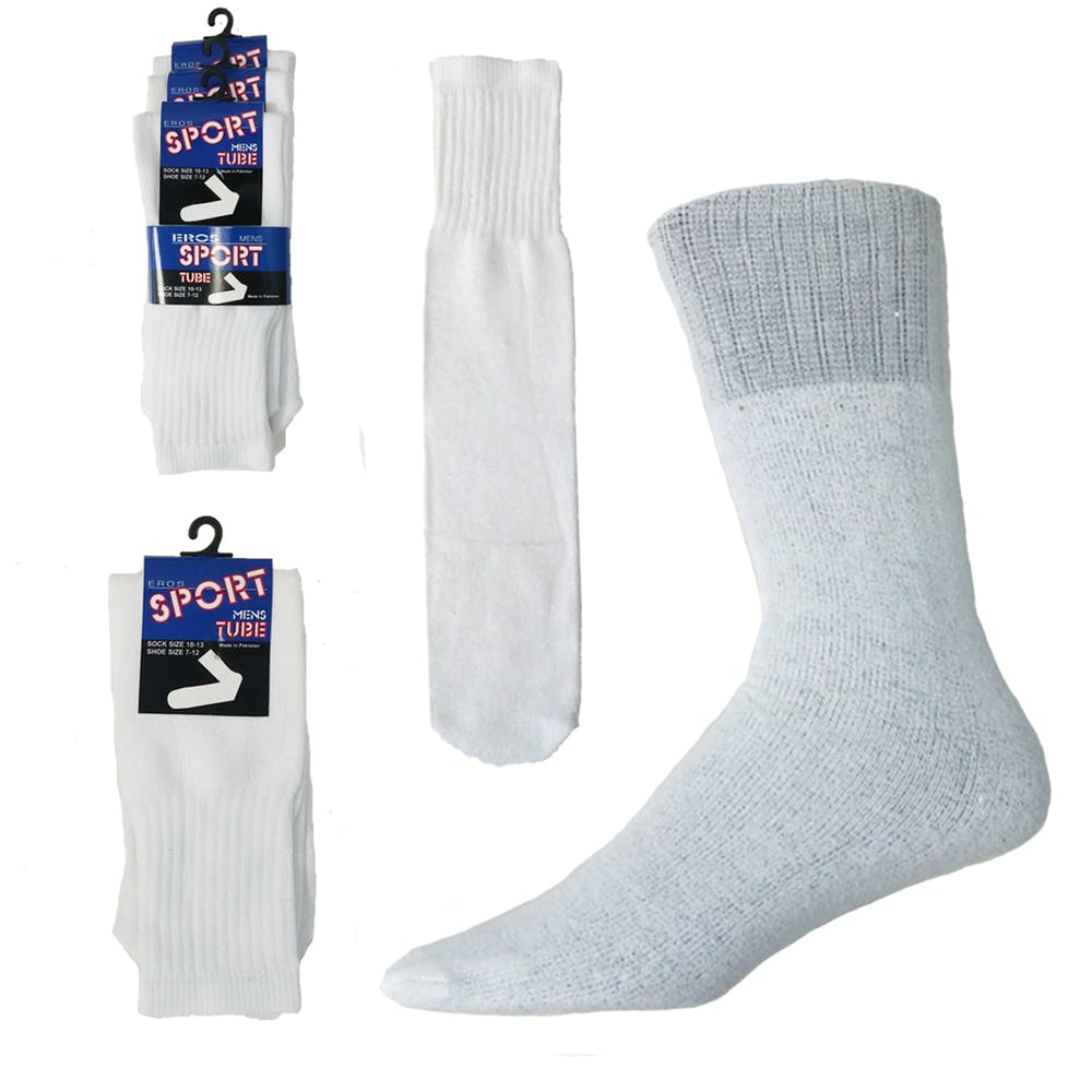 Men's Tube Socks - Size 10-13 White 2
