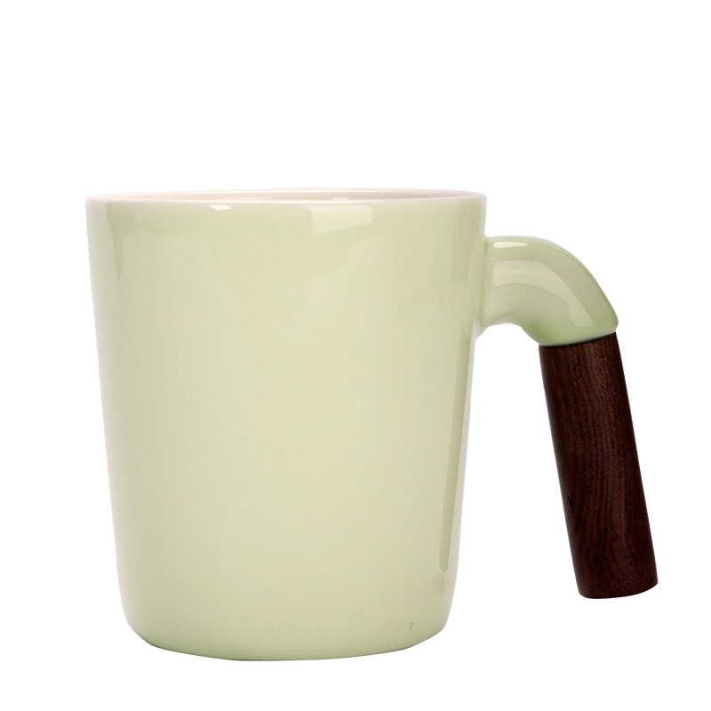 12 OZ. Custom Wooden Handle Ceramic Coffee & Milk Drink Mug 9