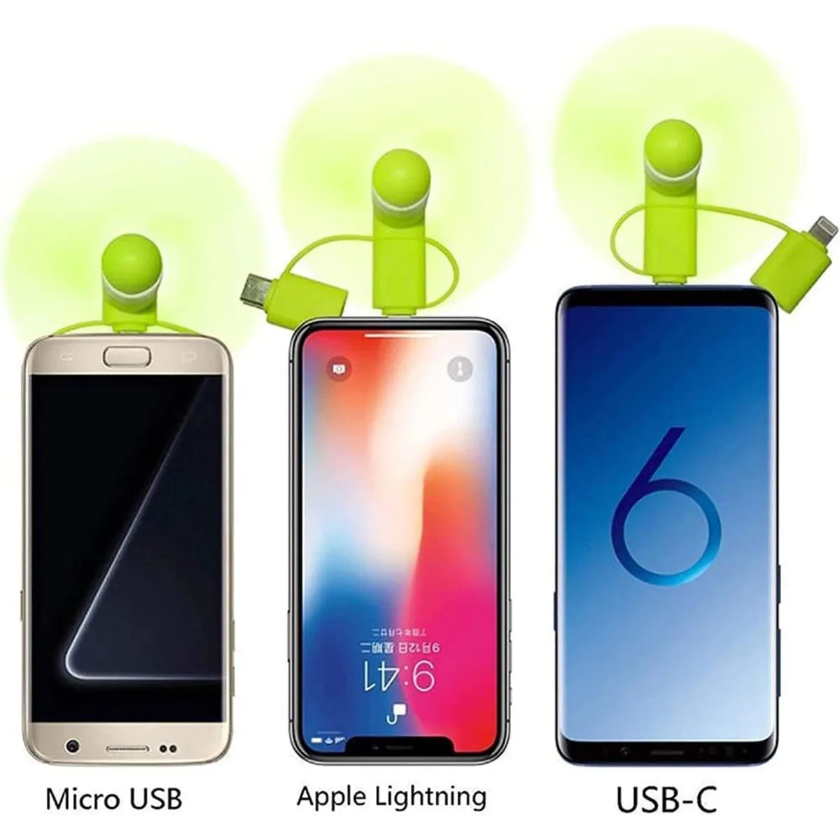 Mini Cell Phone Fan 3-in-1 2
