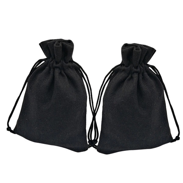 Black Cotton Drawstring Pouch Bags 2