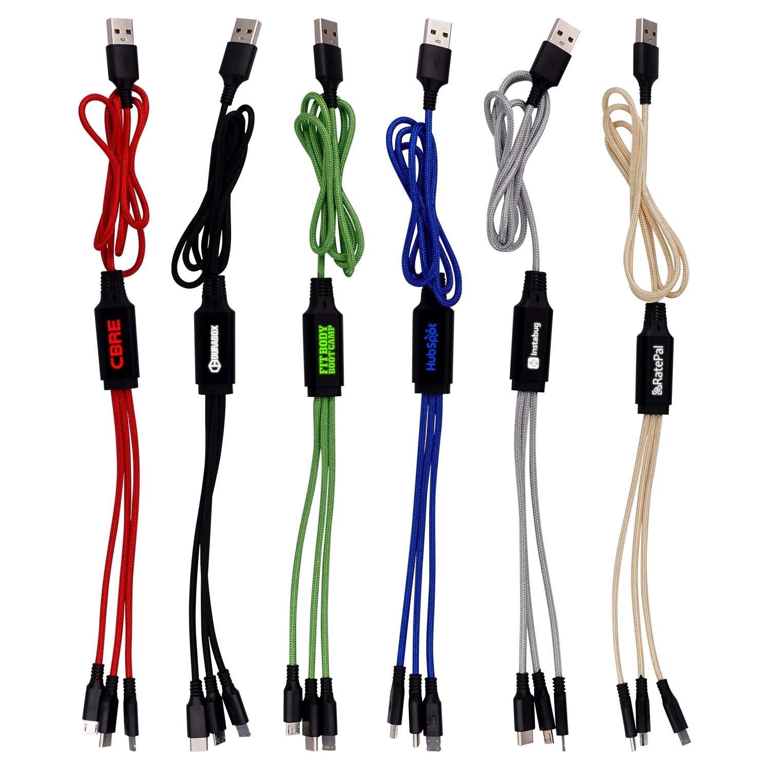 3' METALLIC LOGO LIGHT UP CABLE WITH TYPE C USB