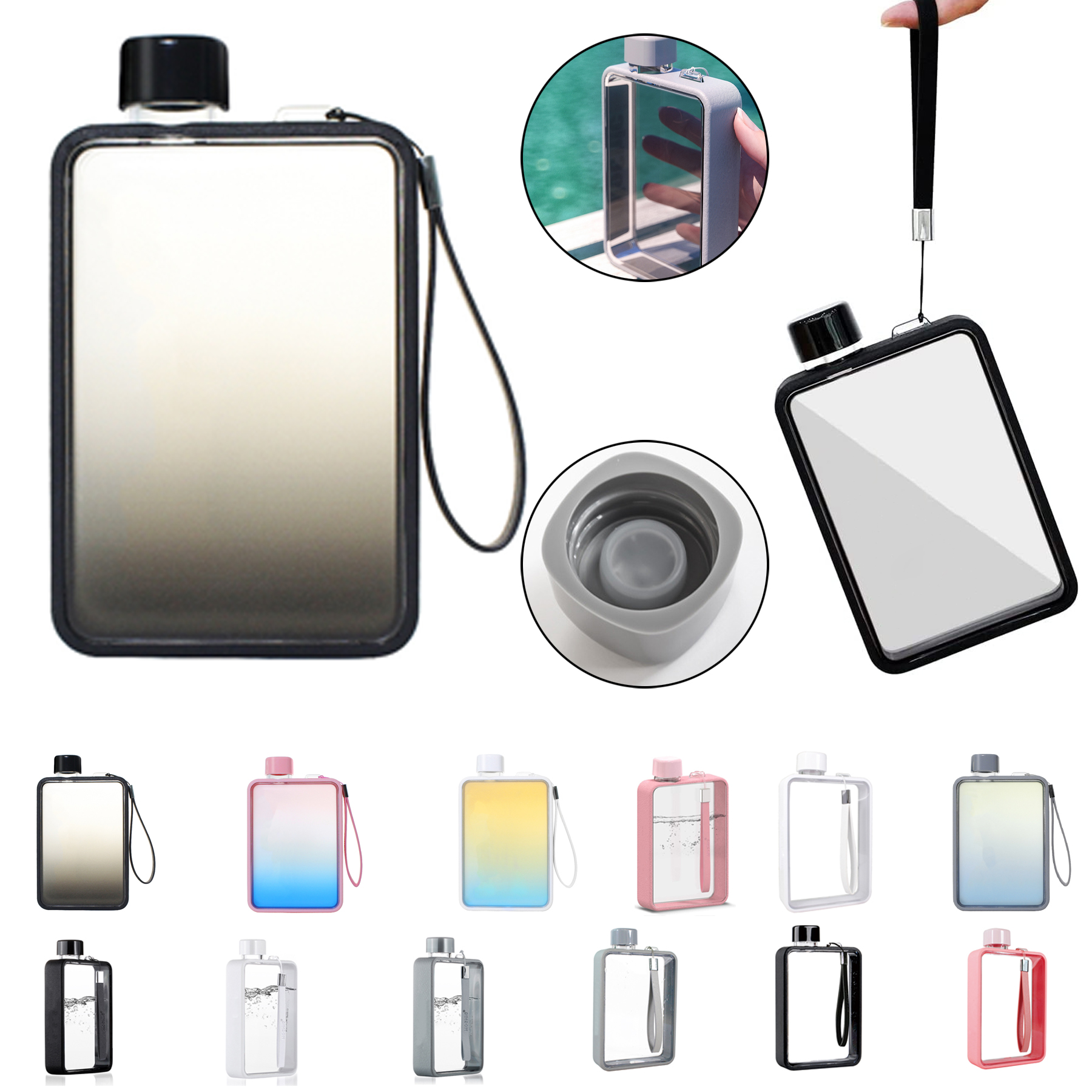 13 OZ Portable Flat Water Bottle 2
