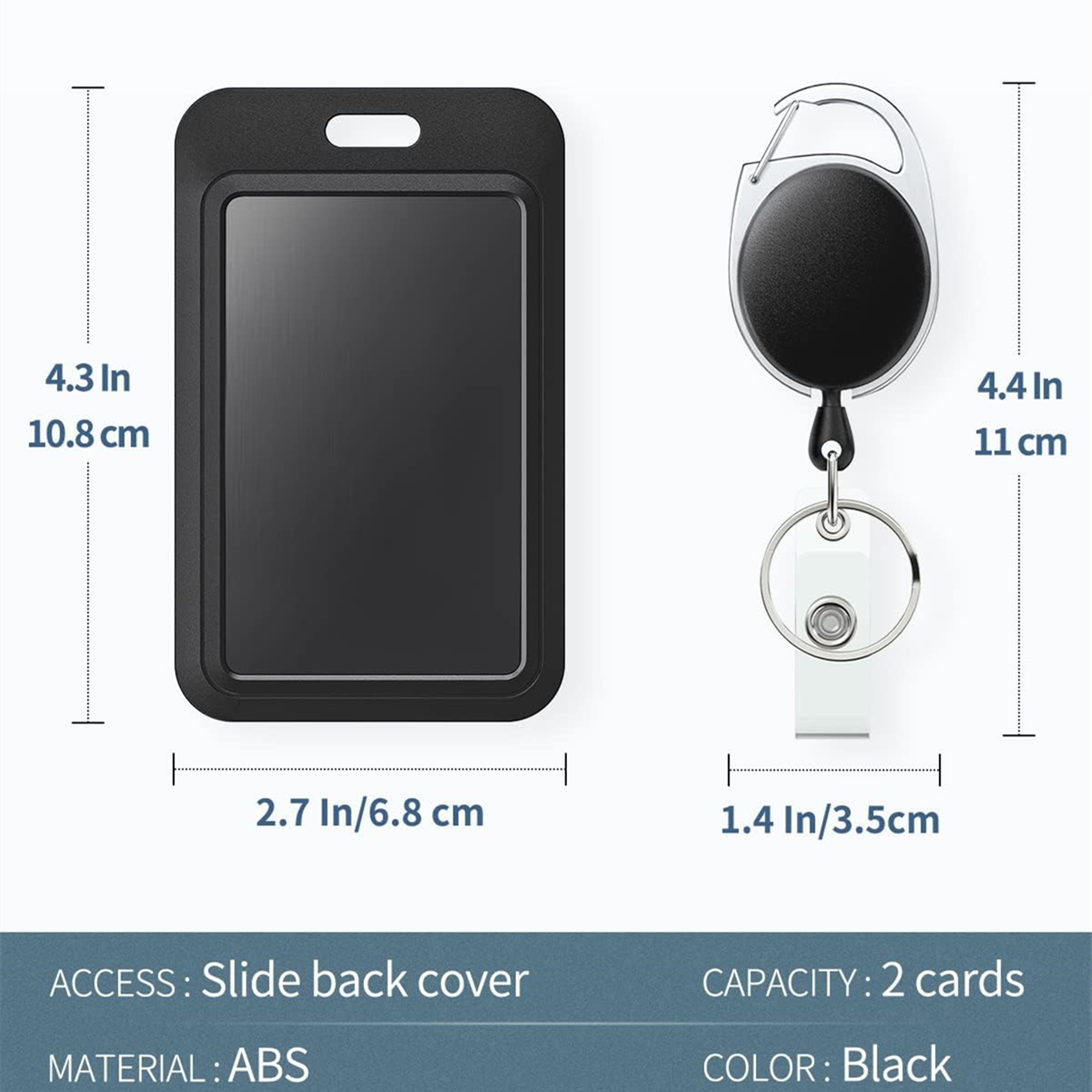 Black Plastic Card Case Protector With Reel 3