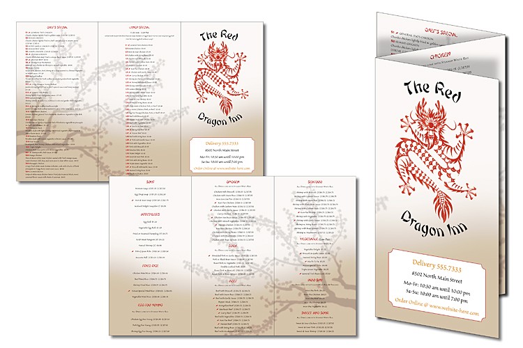 Tri-Fold Menu Card - 11x17.5 Flat (11x6 Folded) - Gloss Cover 3
