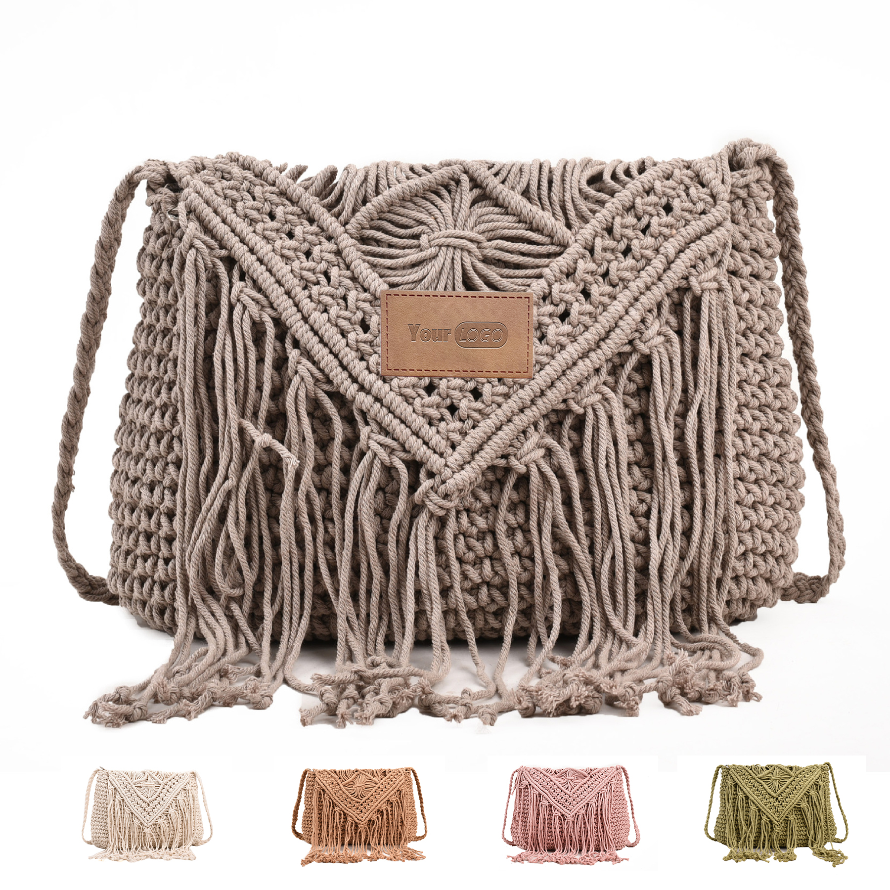 Jute Straw cotton tassel shoulder cross-body bag 6