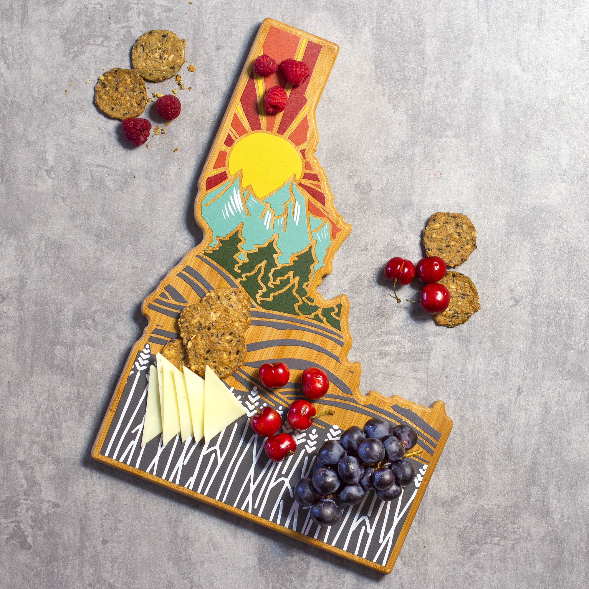 Idaho State Shaped Cutting and Serving Board with Artwork by Summer Stokes 8