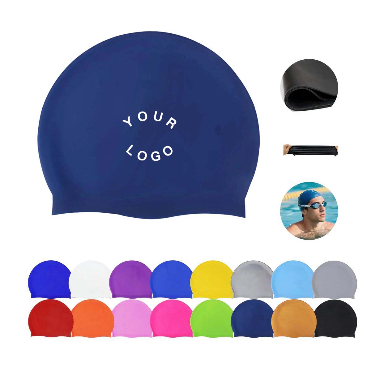 Waterproof Silicone Swim Cap Lightweight 7