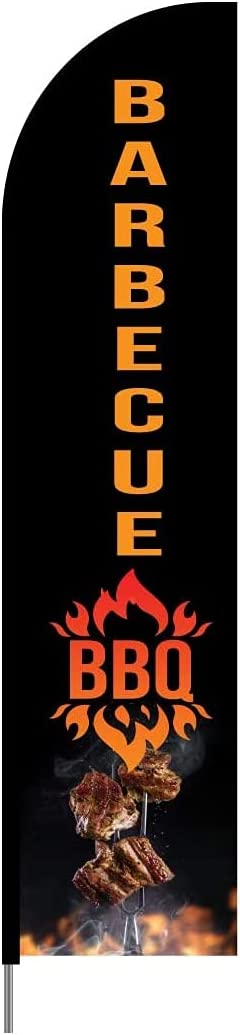 Barbeque - BBQ Feather Flag, Swooper Banner Pole Kit Outdoor Restaurant and Store Sign Display, 15ft 2