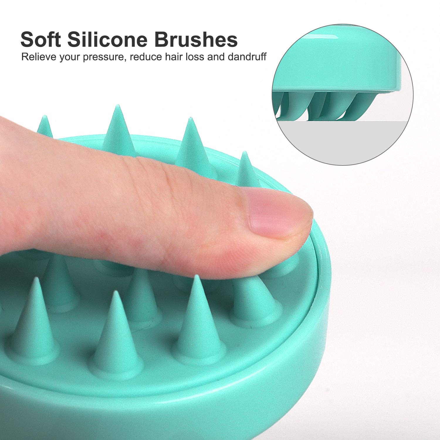 Hair Shampoo Brush w/ Soft Silicone Scalp Massager 10