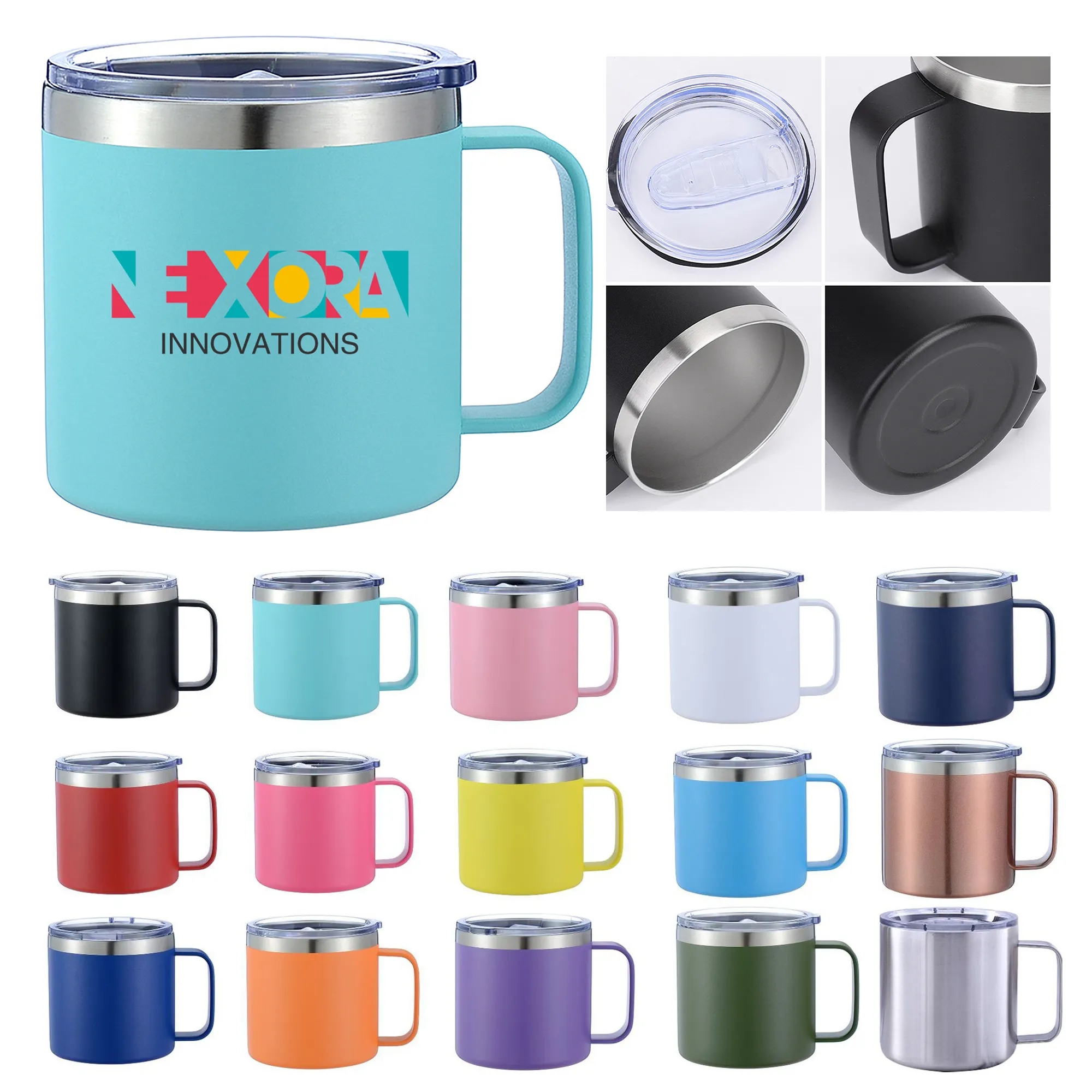 14oz Double Wall Stainless Steel Insulated Mug with Handle 6