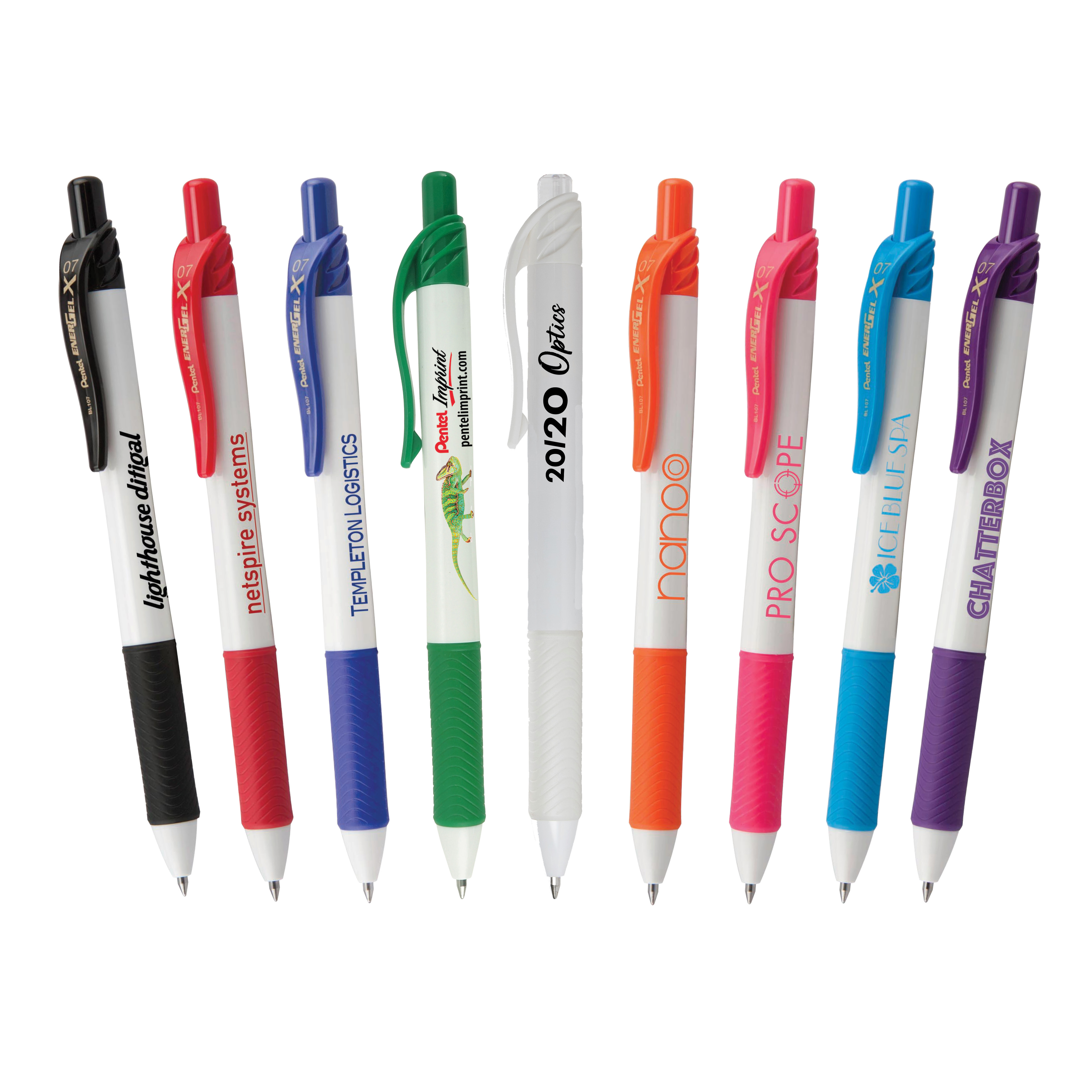 EnerGel-X® White Barrel Retractable Gel Ink Pen-Silk-Screen