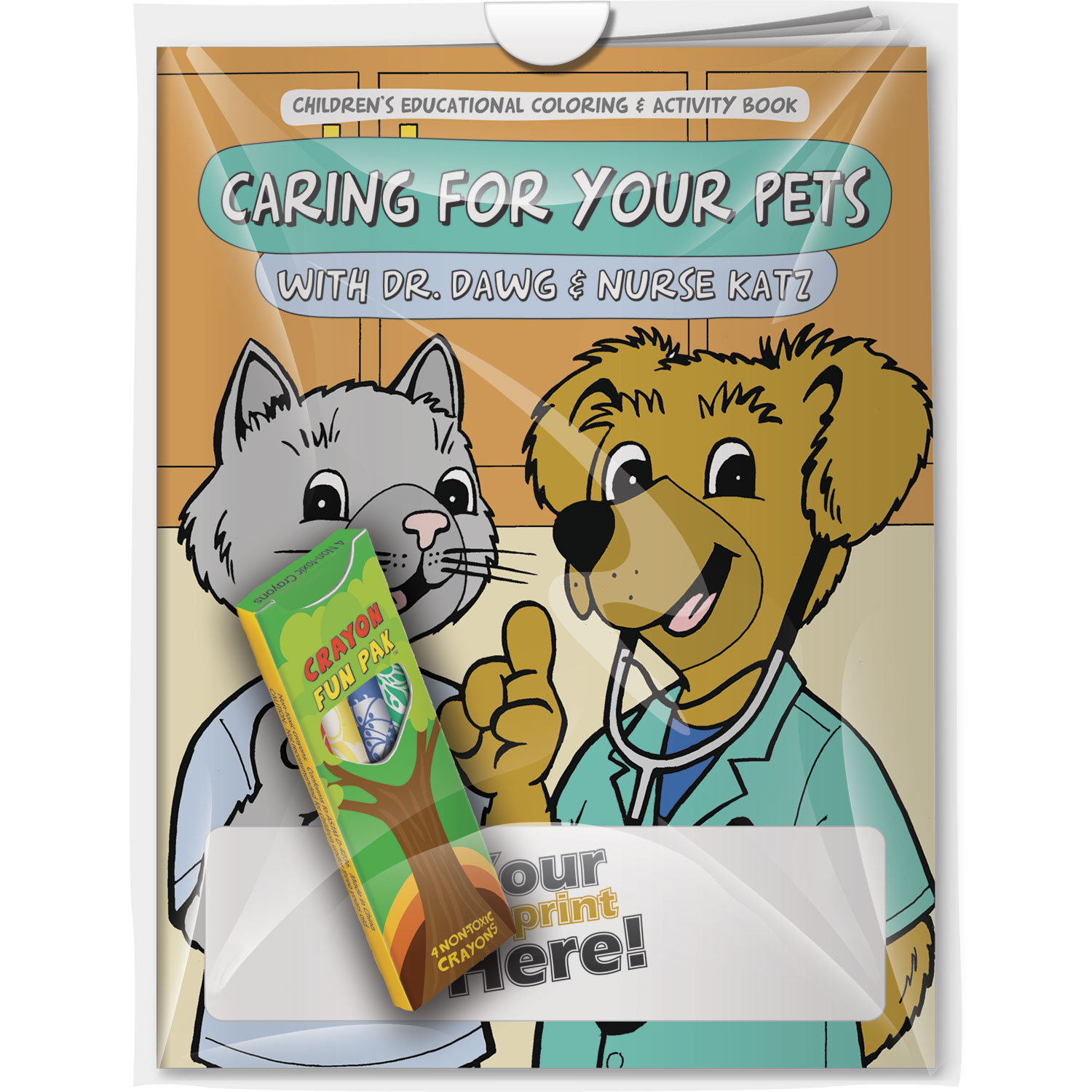 Combo Pack - CB1070 Coloring Book & 4-Pack of Crayons (Imprinted) in a Poly Bag 5