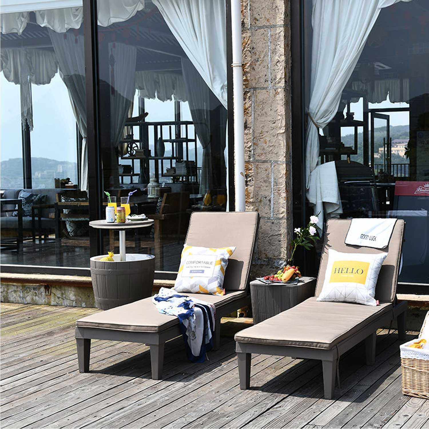 Poolside Sun Lounger – Beach Chair w/ Cushion 5