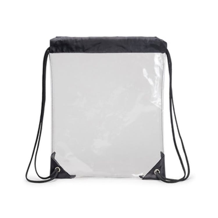 14" Clear Drawstring Backpacks - Black Trim Vinyl 2