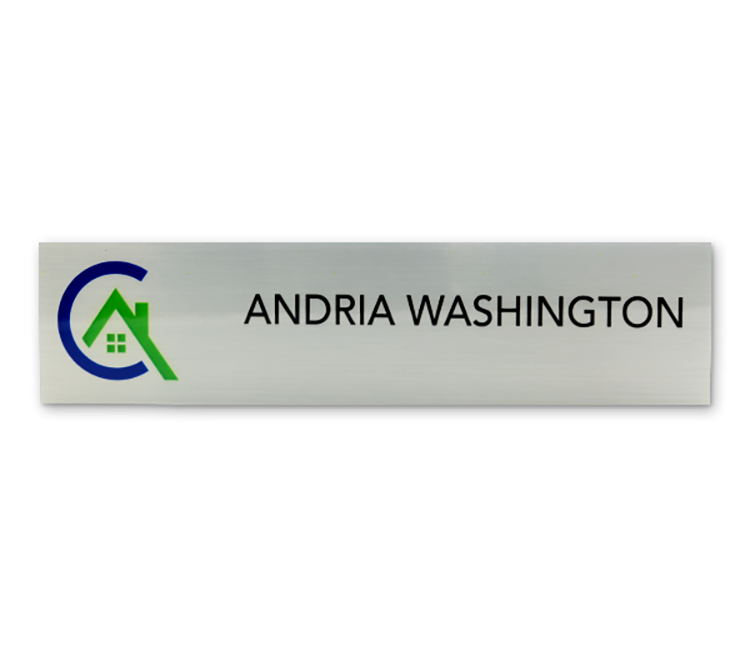 The Zeus full color metallic plastic name plate 2"x8" 6
