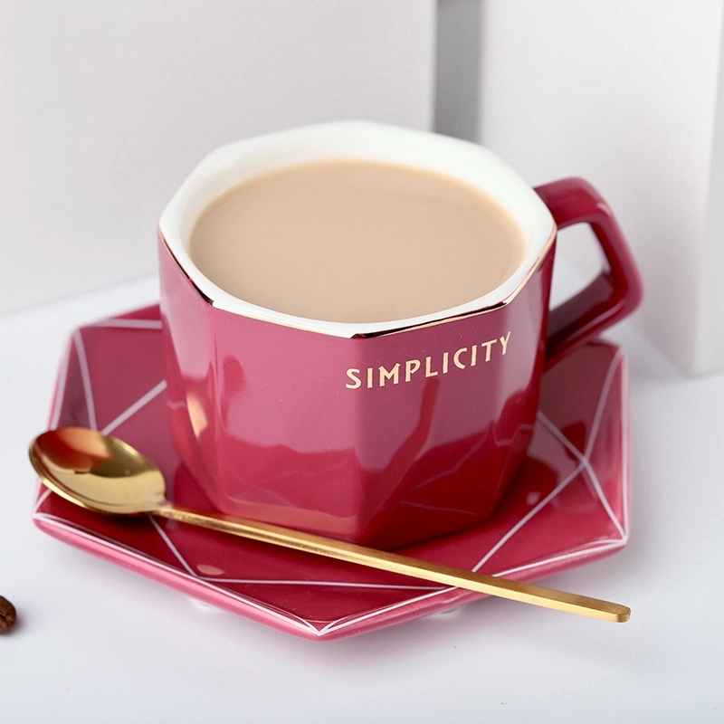 Custom 6 oz Ceramic Coffee Mug Saucer Set 5