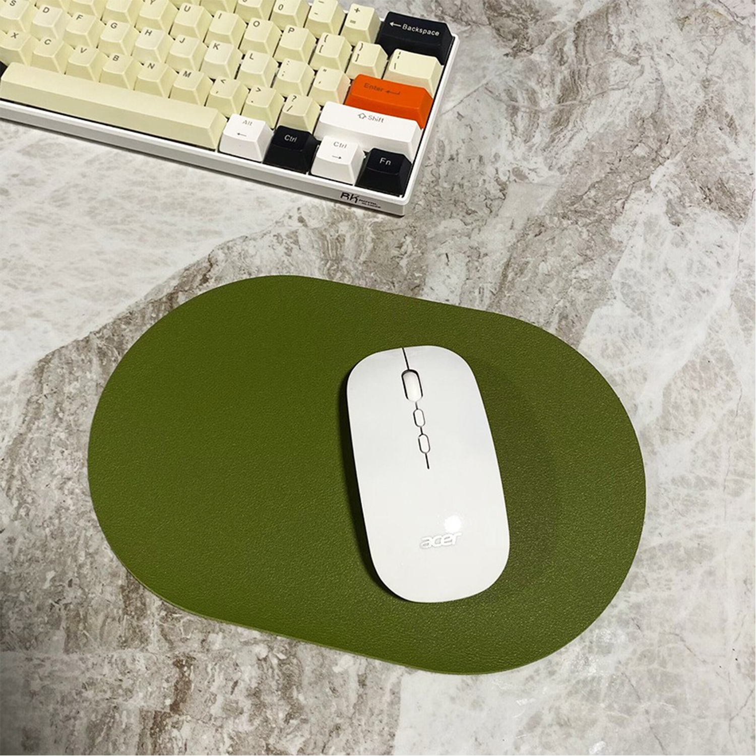 Oval PU Leather Solid Color Mouse Pad 7