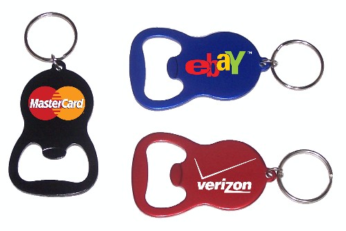 Round Bell Shape Plain Bottle Opener with Key Ring & Carabiner