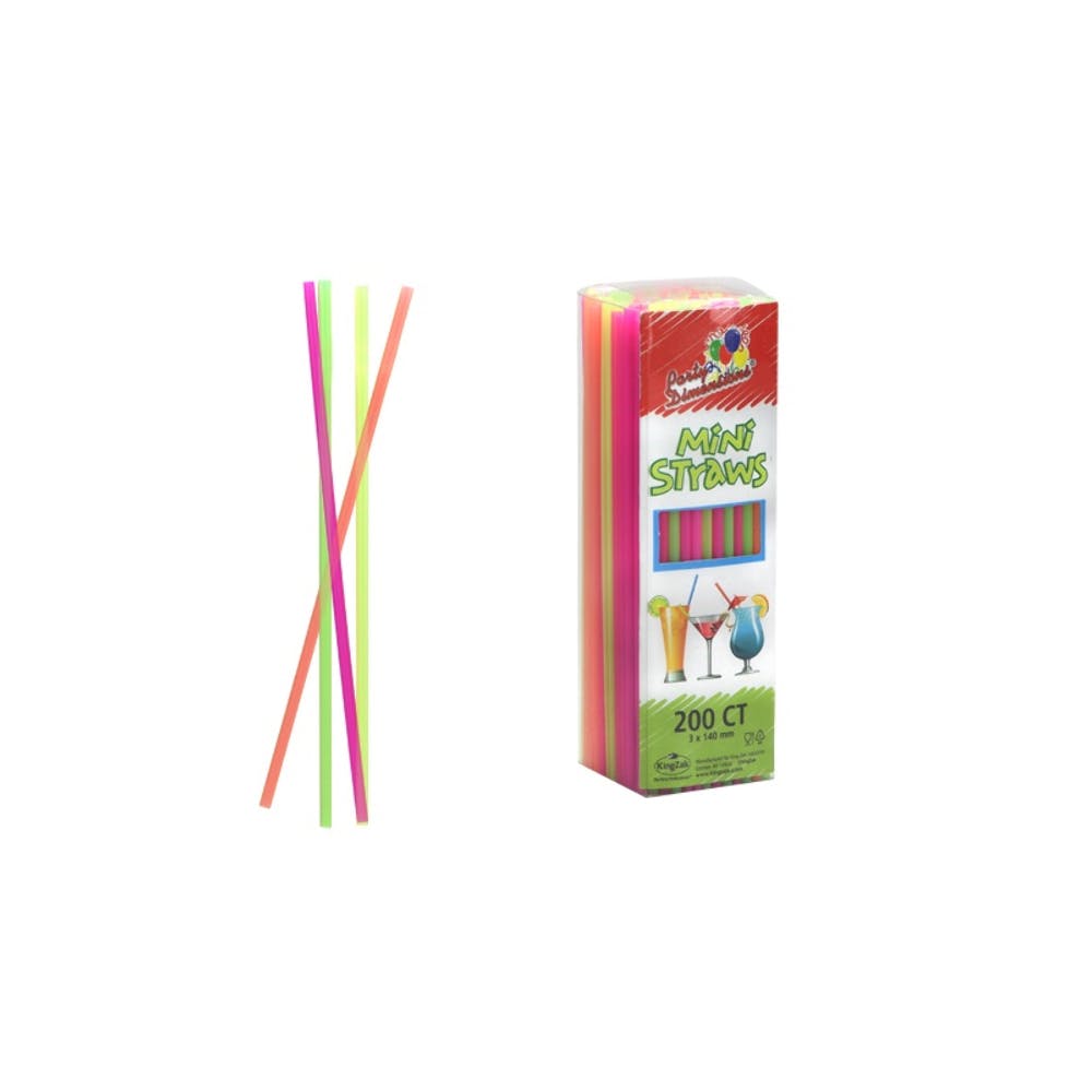 Mini Plastic Straws - Assorted Colors 3" 200 Count 2