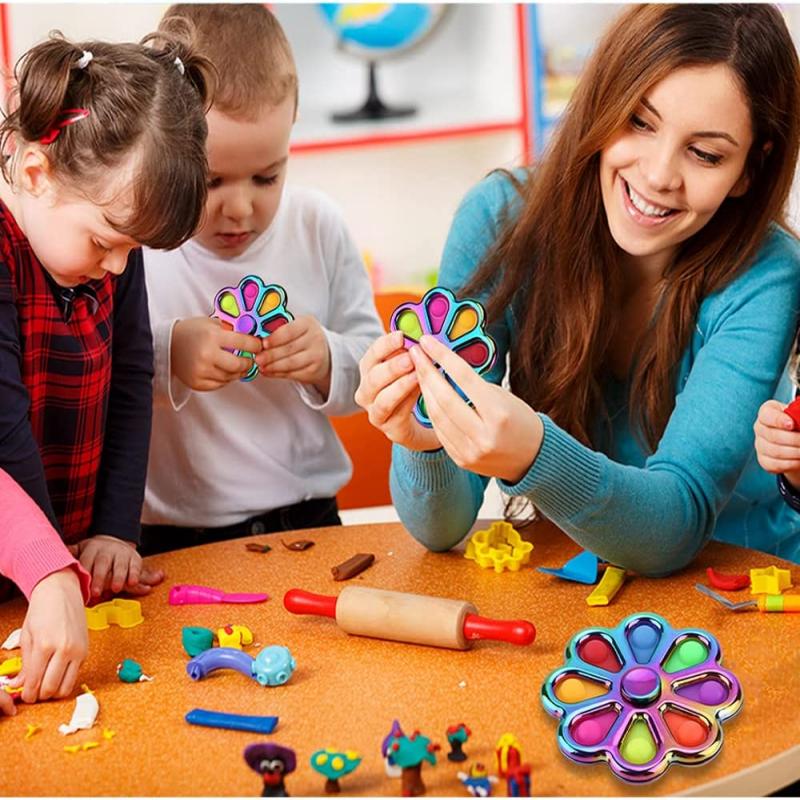 Flower Shape Push Pop Bubbles Rotatable Fidget Spinner Toy 5
