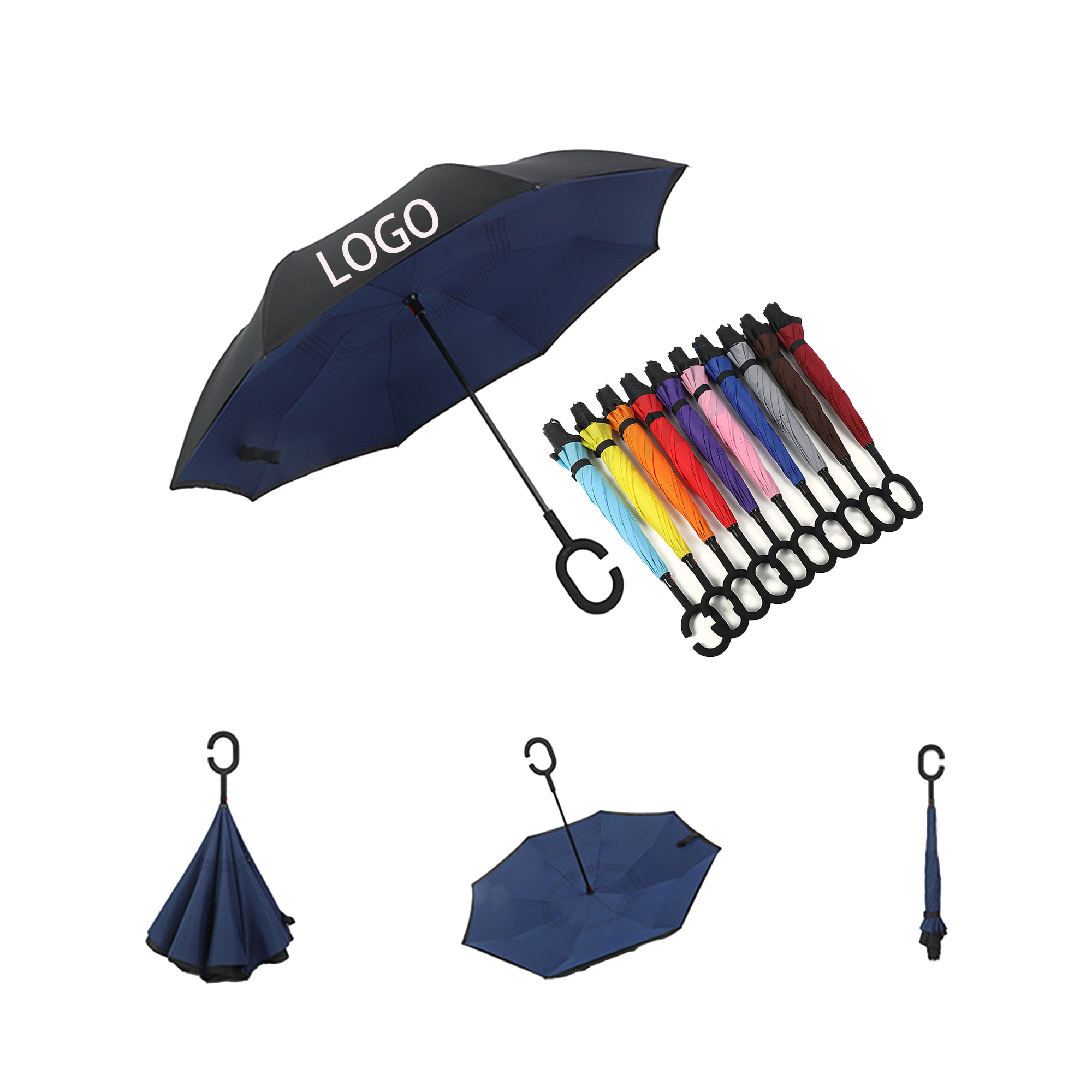 Windproof Inverted Reverse Upside Down Umbrella 4