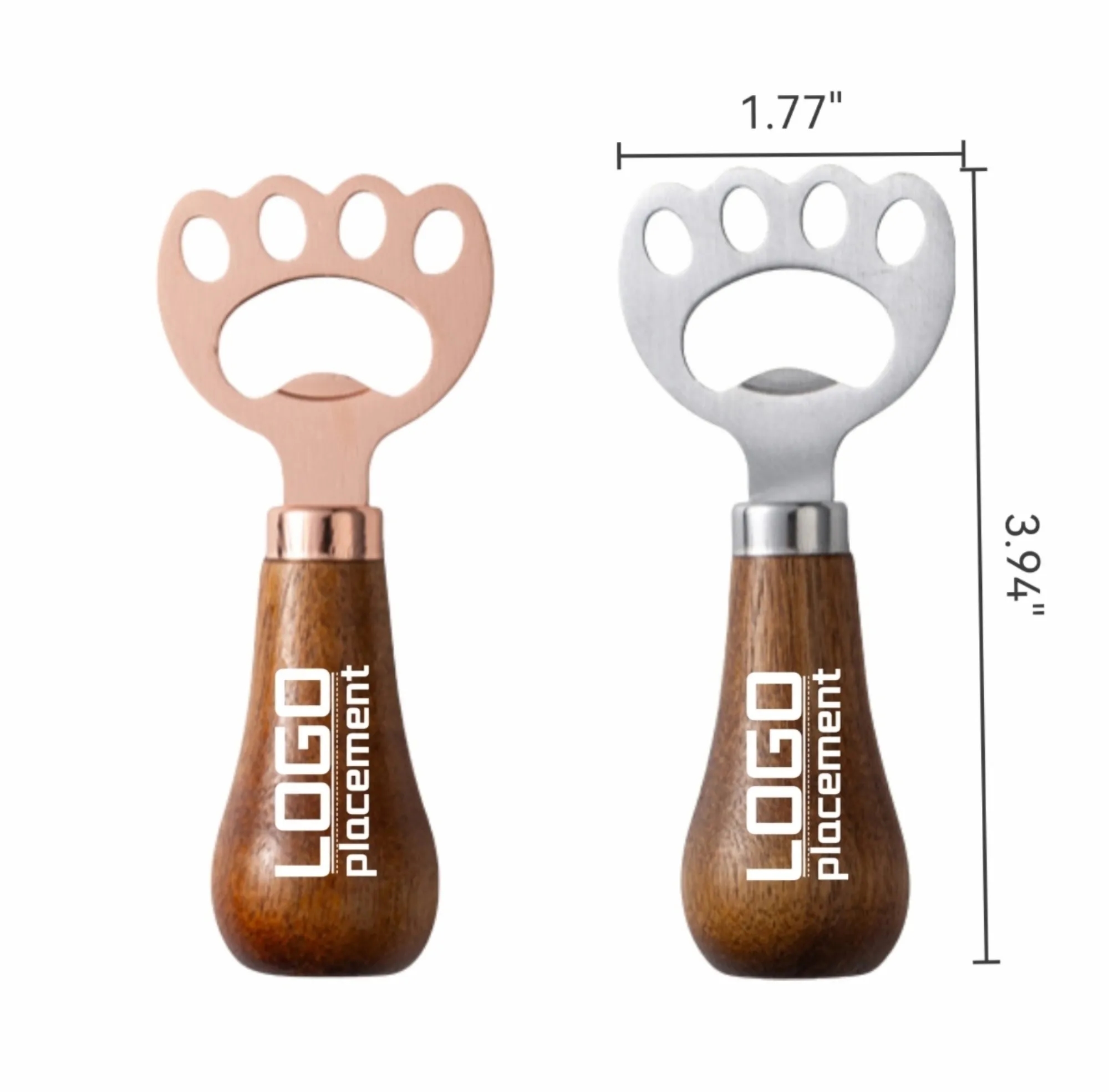Wooden Handle Cat Paw Stainless Steel Bottle Opener 3