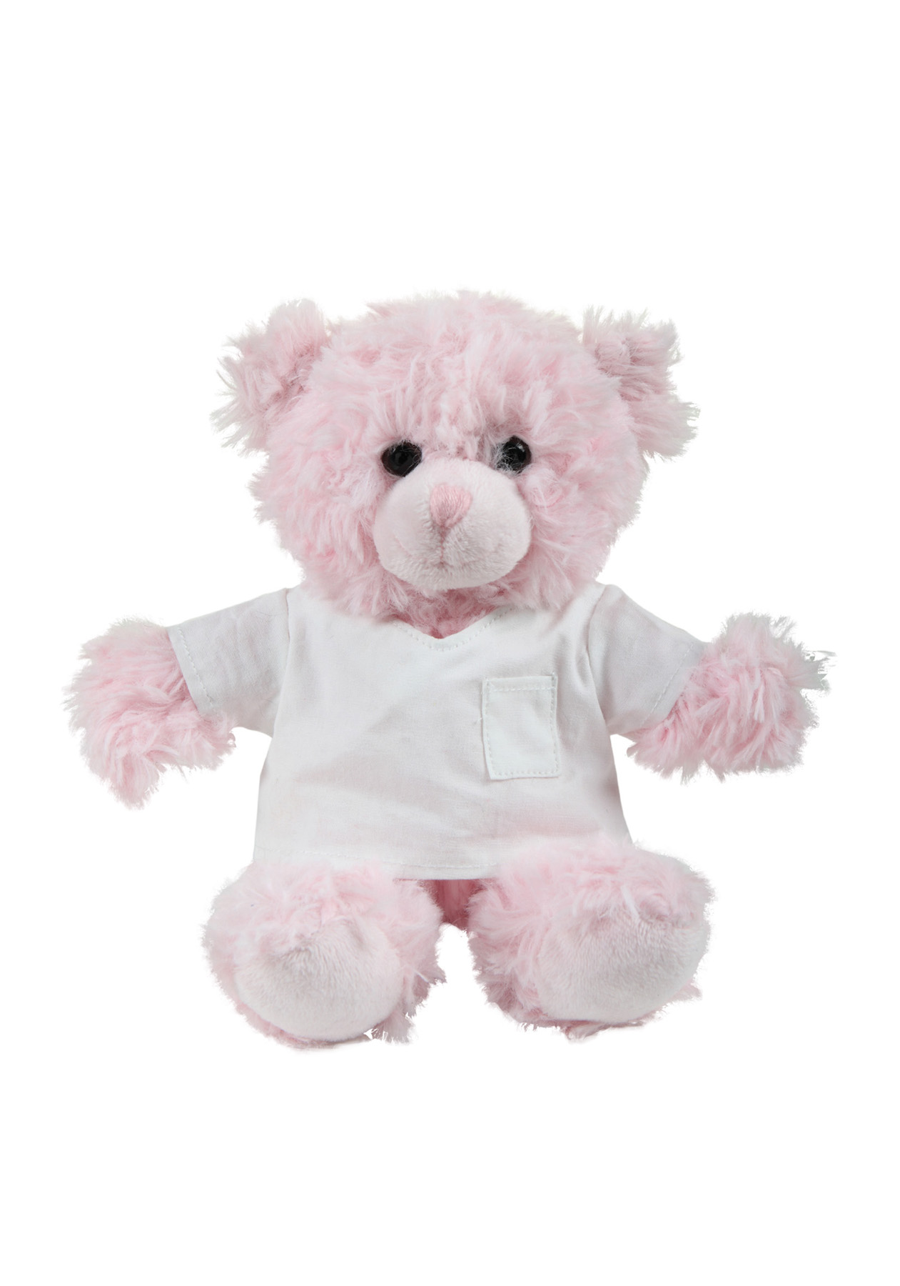 soft plush  Pink Curly Sitting Bear with doctor jacket