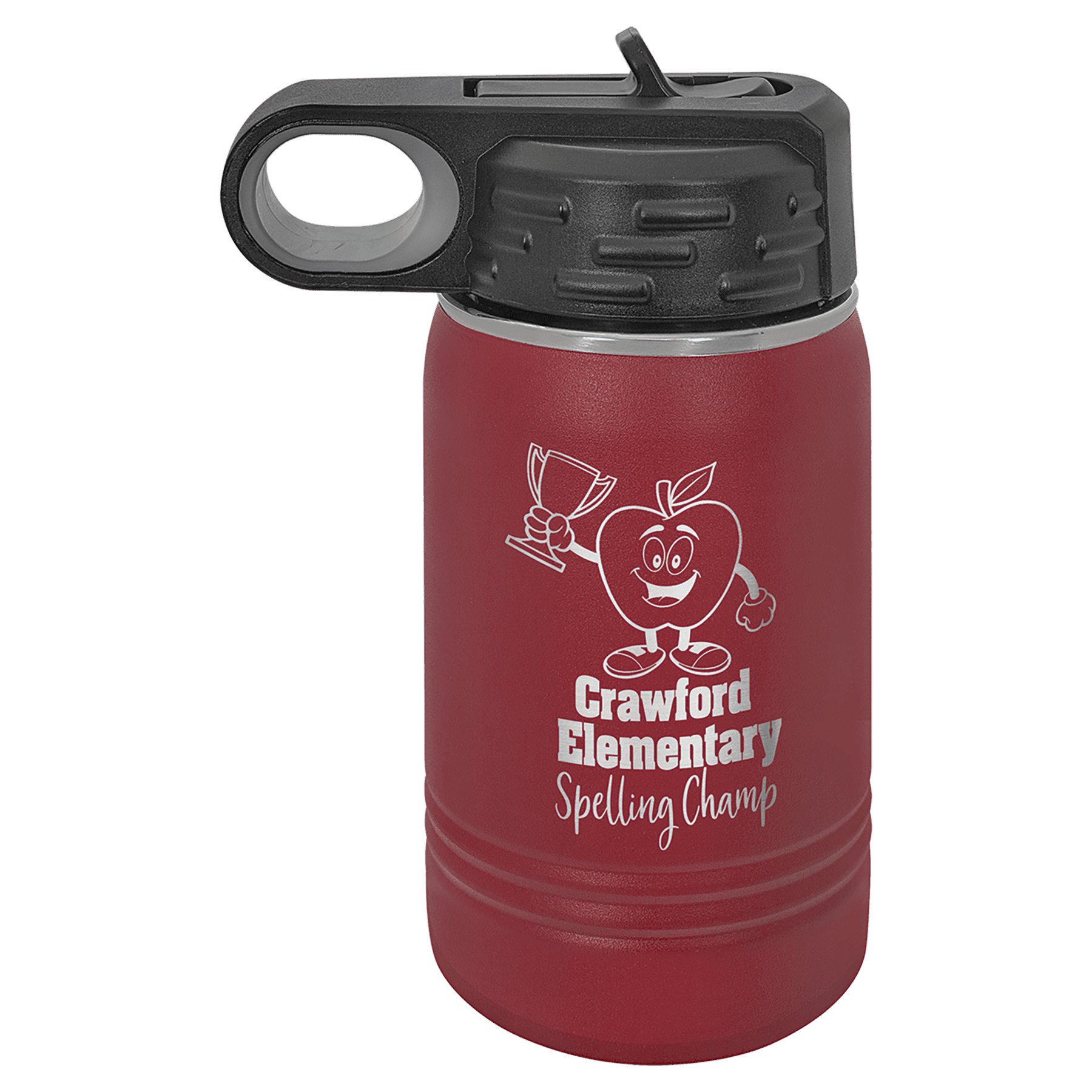 12 oz. Maroon Laser Engraved Polar Camel Water Bottles 2