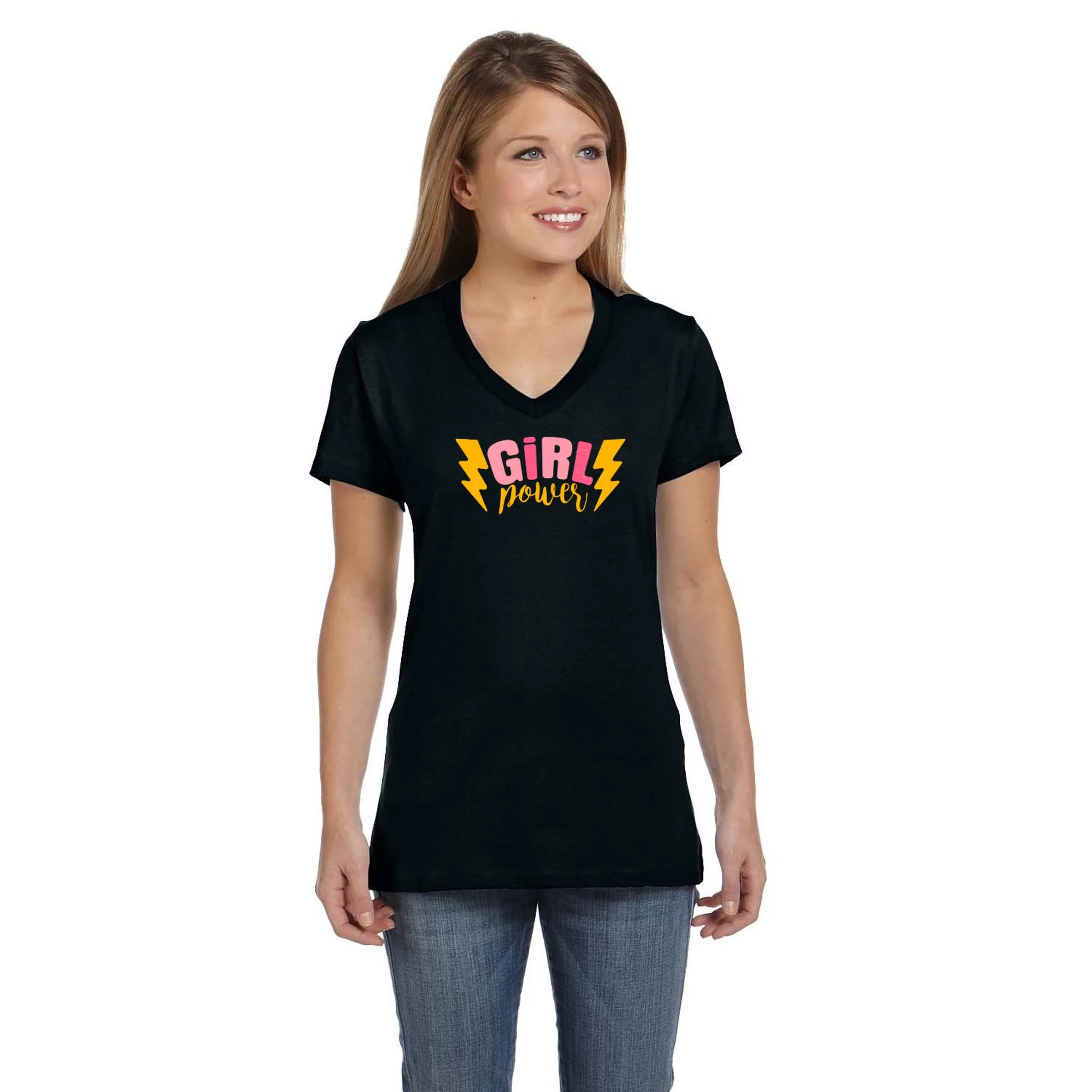 Hanes Ladies 4.5 oz.. 100% Ringspun Cotton V-Neck T-Shirt