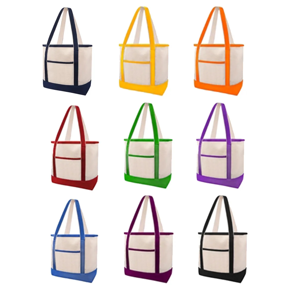 Big Zipper Grocery Shopping Beach Canvas Tote Bag 3