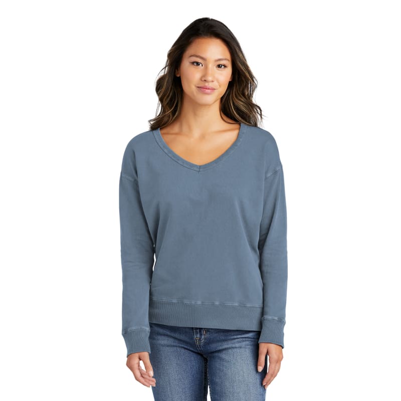 Port & Company Women's Beach Wash Garment-Dyed V-Neck Sweatshirt, custom hoodie or sweatshirt with logo imprint 17